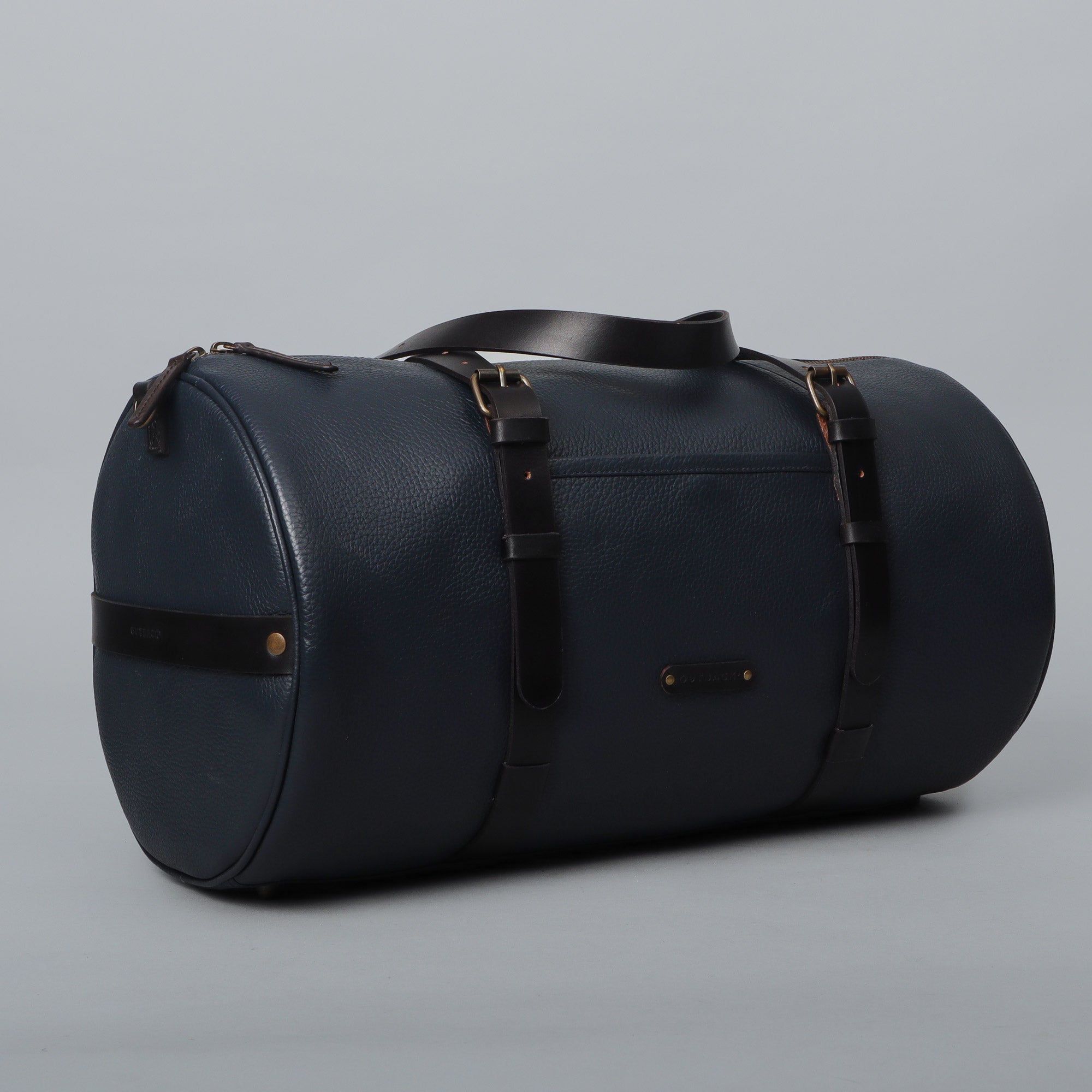 Miami Leather Gym Bag showcasing premium full grain leather, spacious compartments, and antique brass hardware.