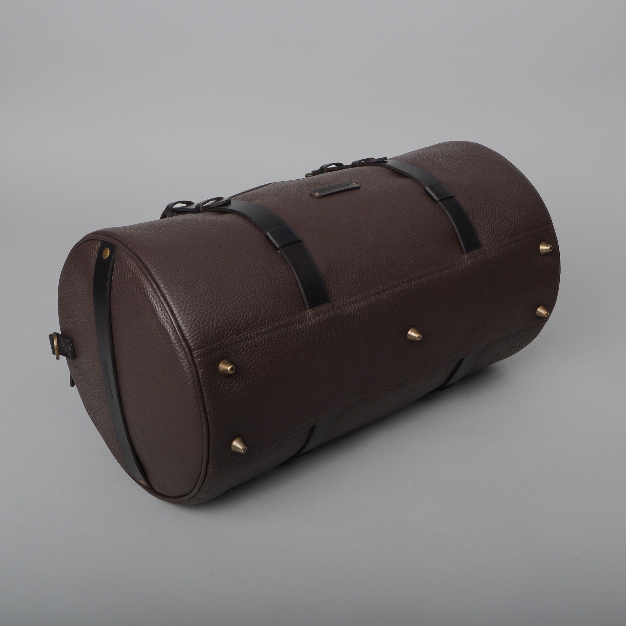 Miami Leather Gym Bag showcasing premium full grain leather, spacious design, and antique brass hardware.