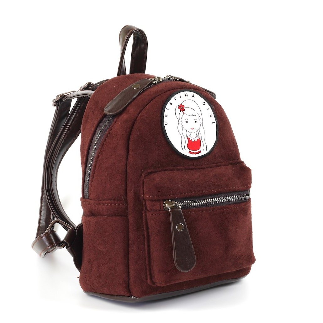 Micro Backpack in Faux Suede Leather featuring adjustable straps and zipped pockets, available in four colors.