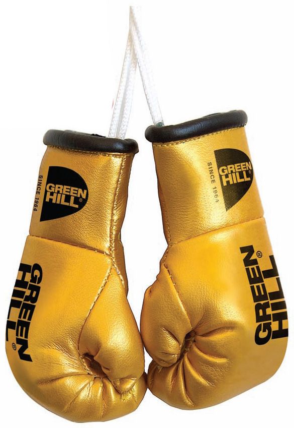 A pair of Mini Promotional Gloves made of synthetic leather featuring a vibrant green logo, showcasing customizable designs.