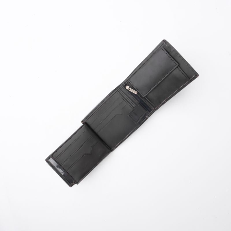 A sleek Minimalist Men's Leather Bi-Fold Wallet showcasing its pure leather finish and multiple card slots.