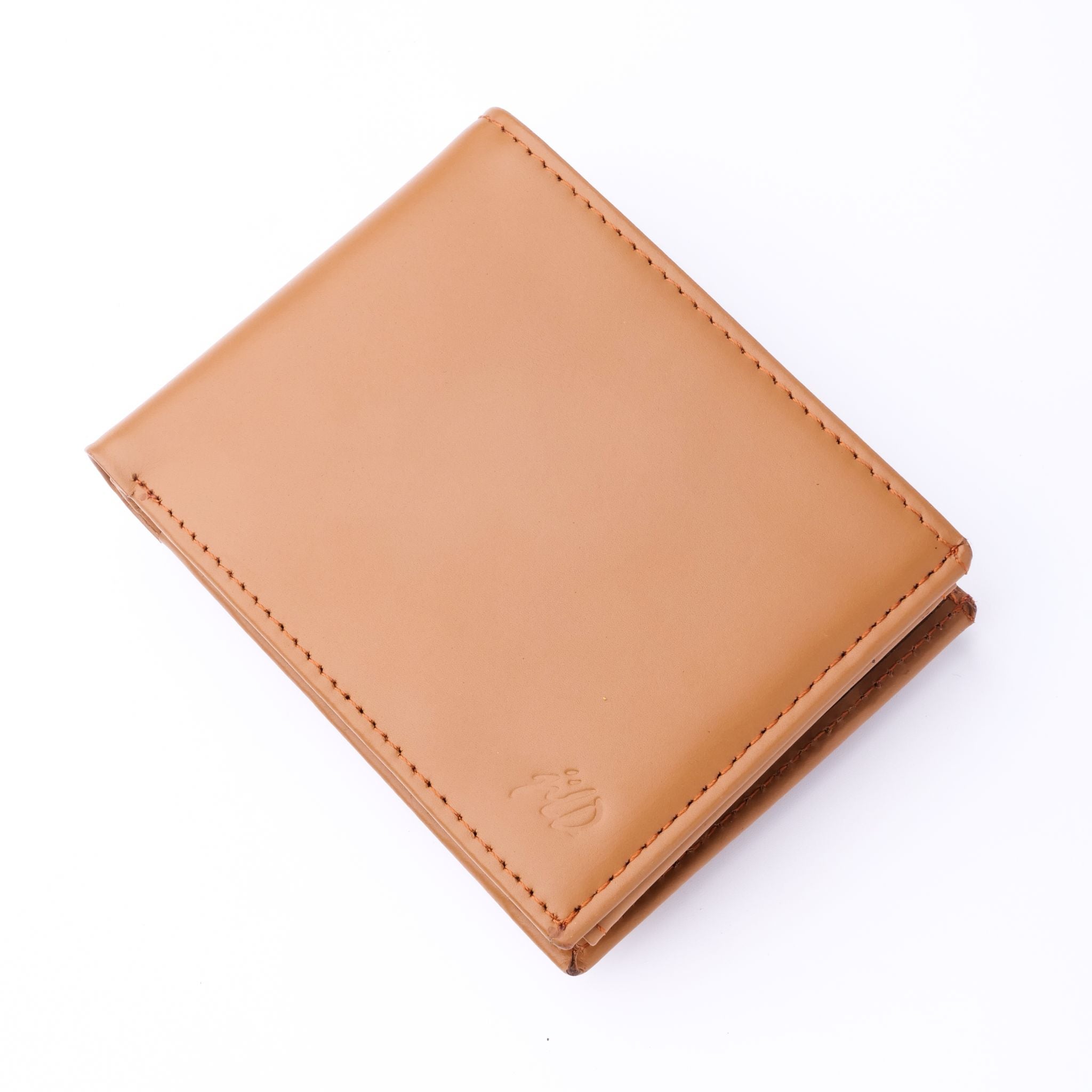 A sleek Minimalist Men's Leather Bi-Fold Wallet showcasing its pure leather finish and multiple card slots.