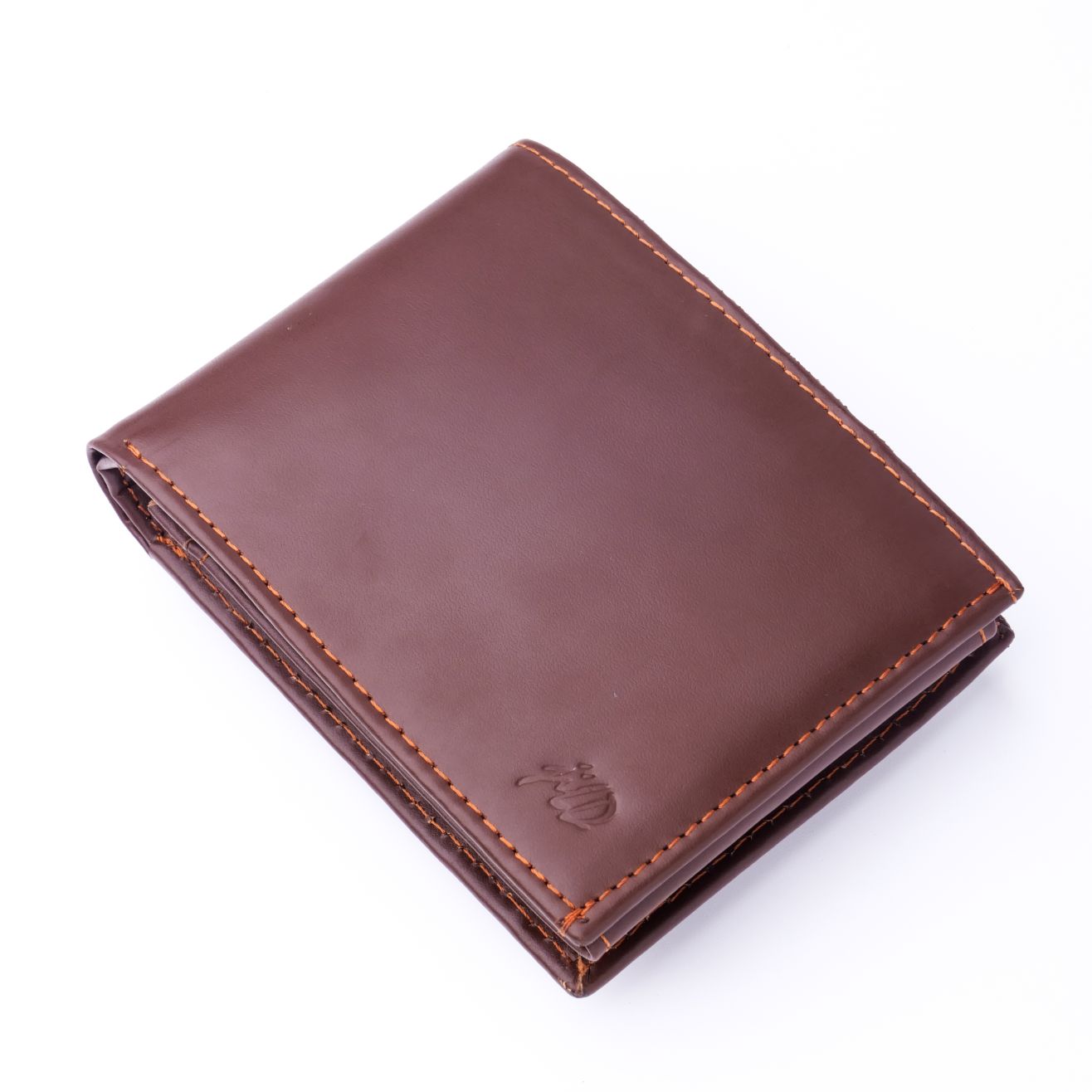 A sleek Minimalist Men's Leather Bi-Fold Wallet showcasing its pure leather finish and multiple card slots.