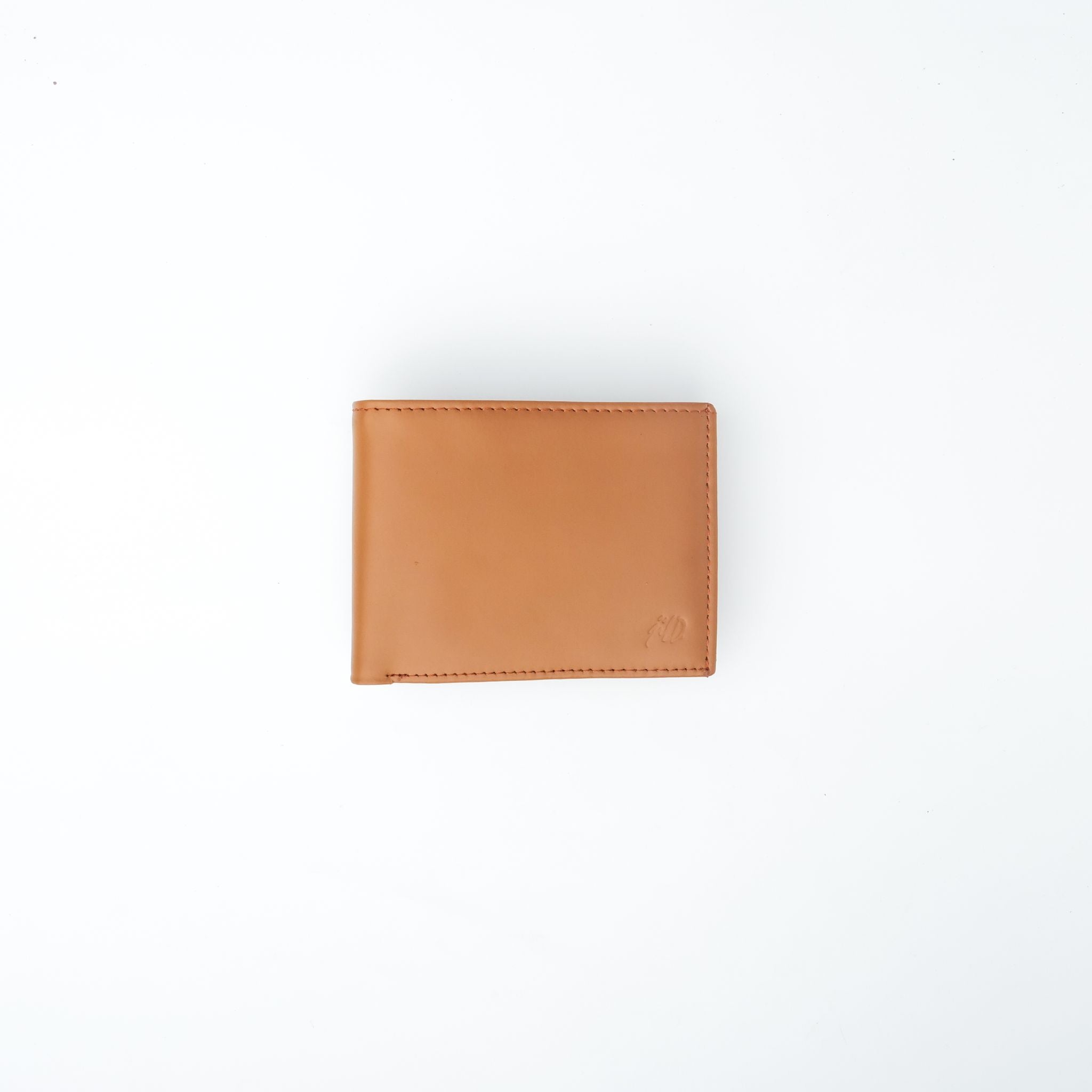 A sleek Minimalist Men's Leather Bi-Fold Wallet showcasing its pure leather finish and multiple card slots.