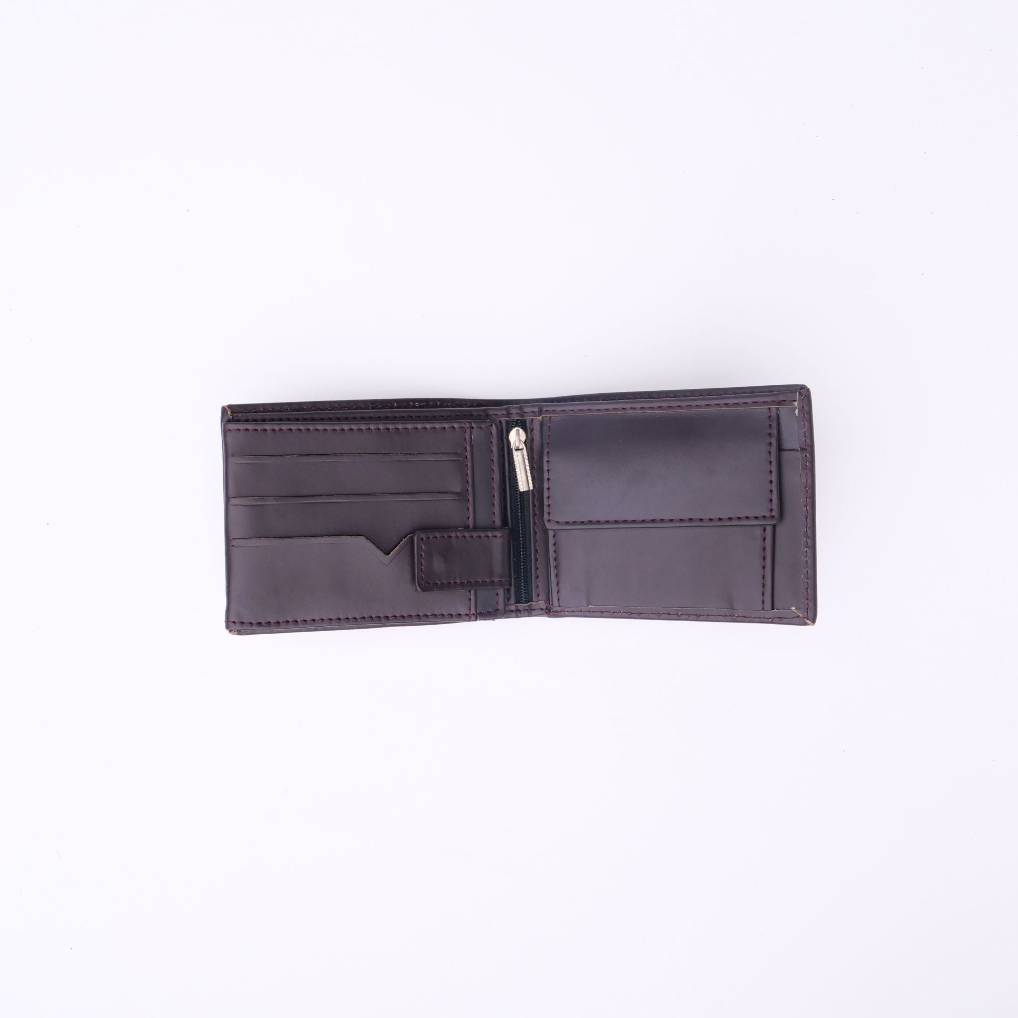 A sleek Minimalist Men's Leather Bi-Fold Wallet showcasing its pure leather finish and multiple card slots.