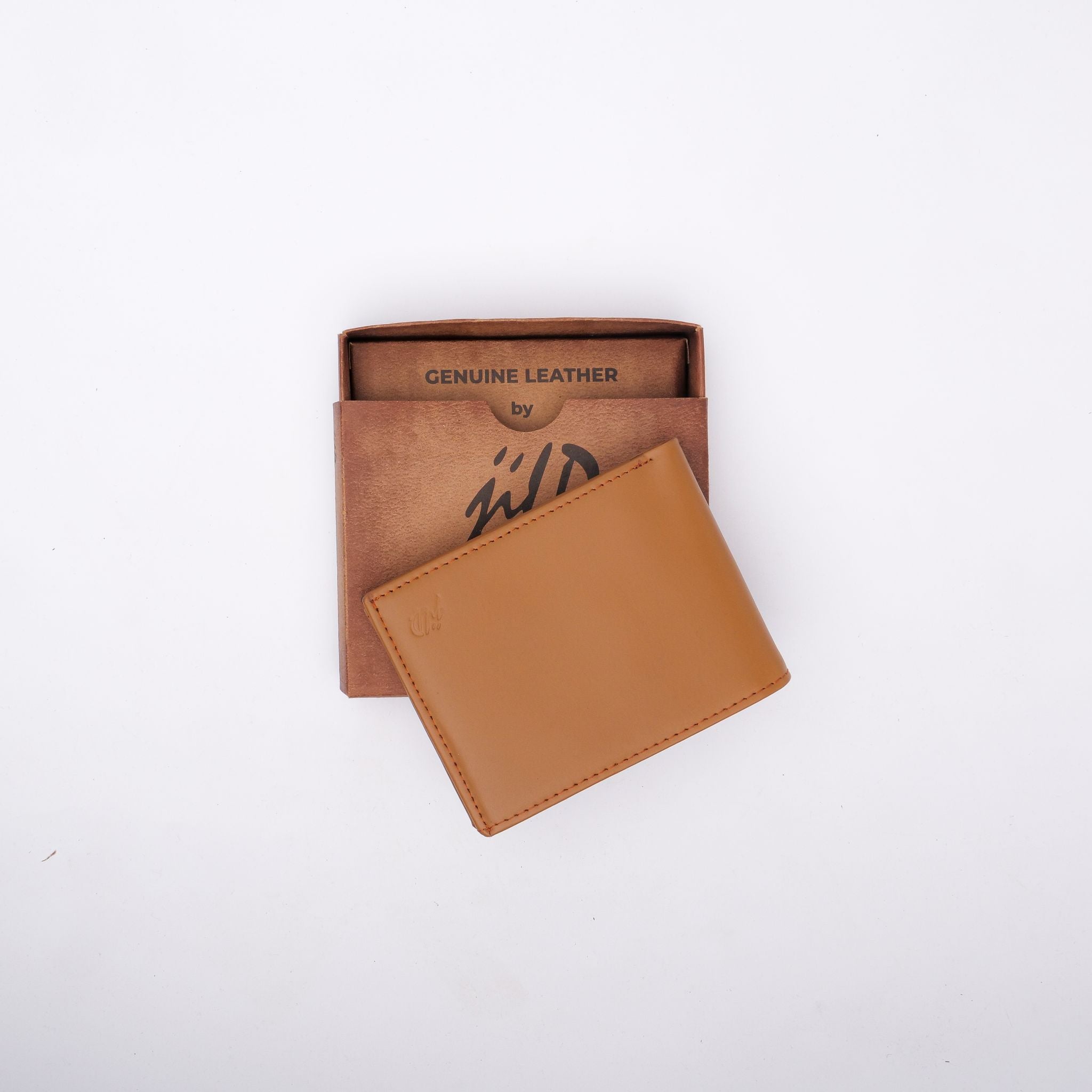 A sleek Minimalist Men's Leather Bi-Fold Wallet showcasing its pure leather finish and multiple card slots.