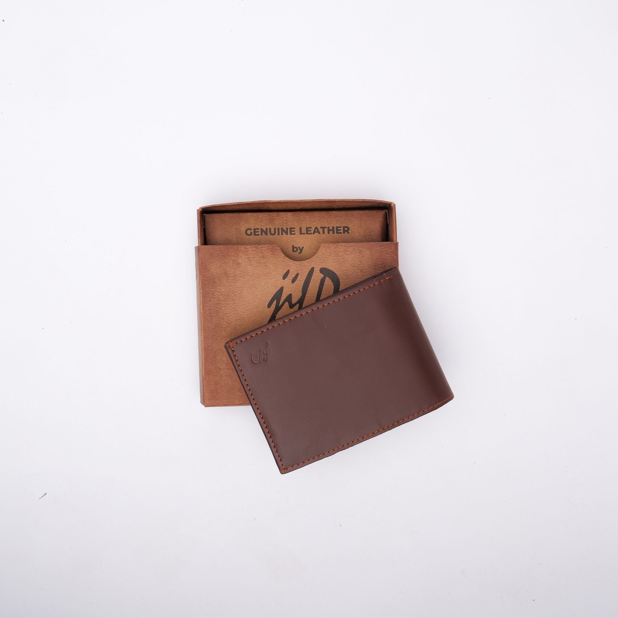 A sleek Minimalist Men's Leather Bi-Fold Wallet showcasing its pure leather finish and multiple card slots.