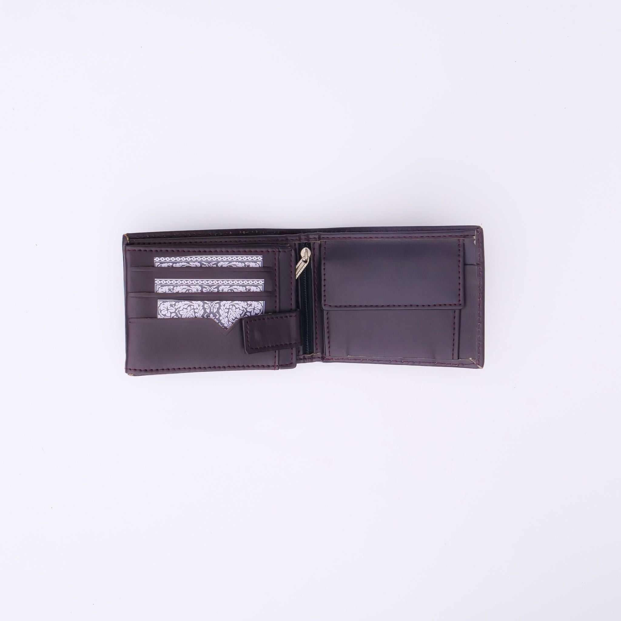 A sleek Minimalist Men's Leather Bi-Fold Wallet showcasing its pure leather finish and multiple card slots.