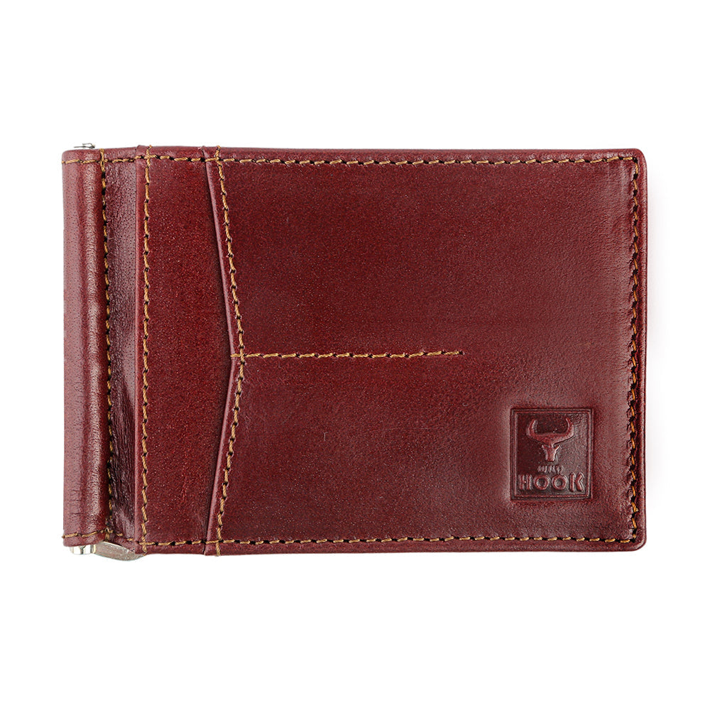 A sleek Money Clip Wallet made from genuine leather, featuring a money clip, RFID protection, and two secret compartments.