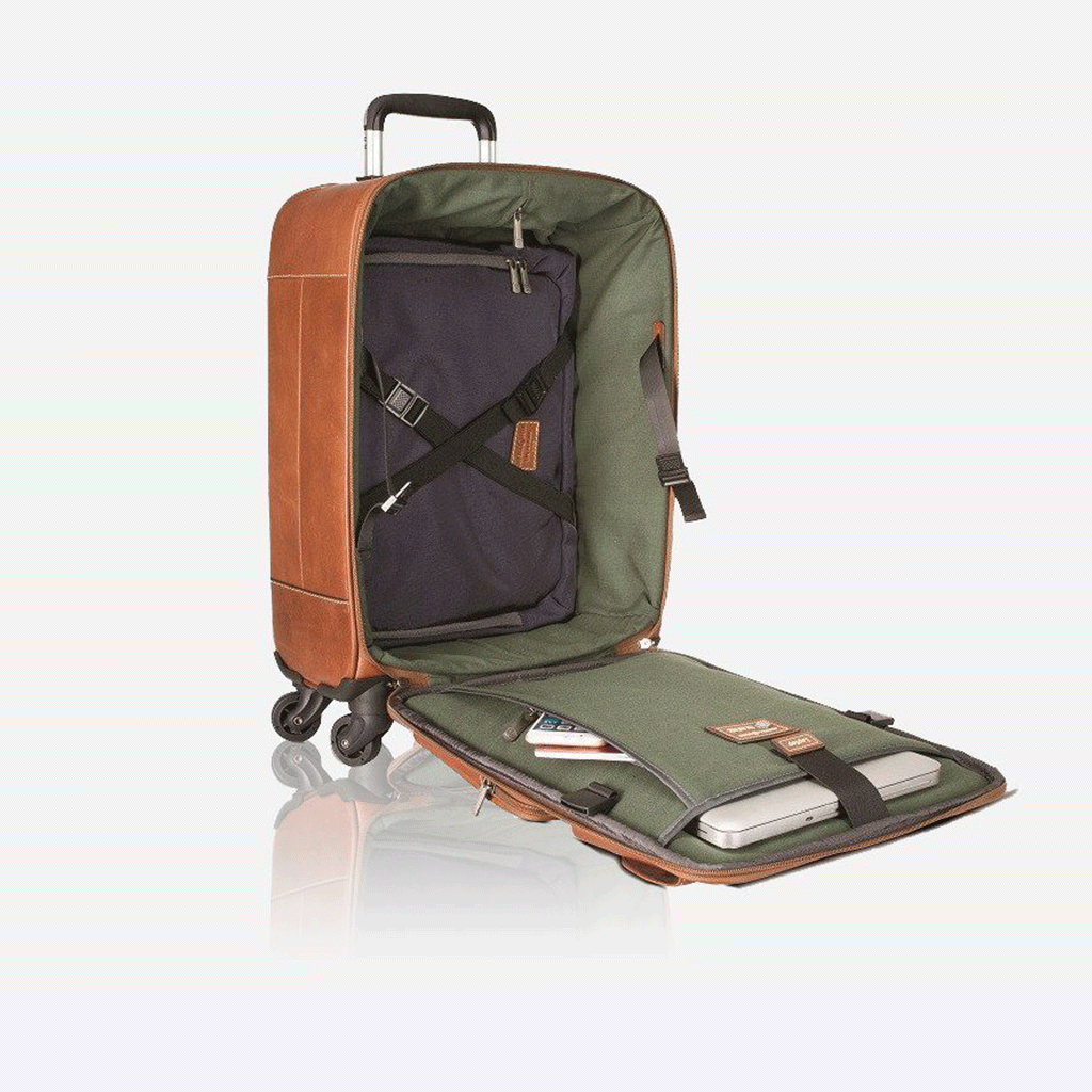 Montana 4 Wheel Cabin Trolley 47cm in Colt color, showcasing its sleek design and organizational features.