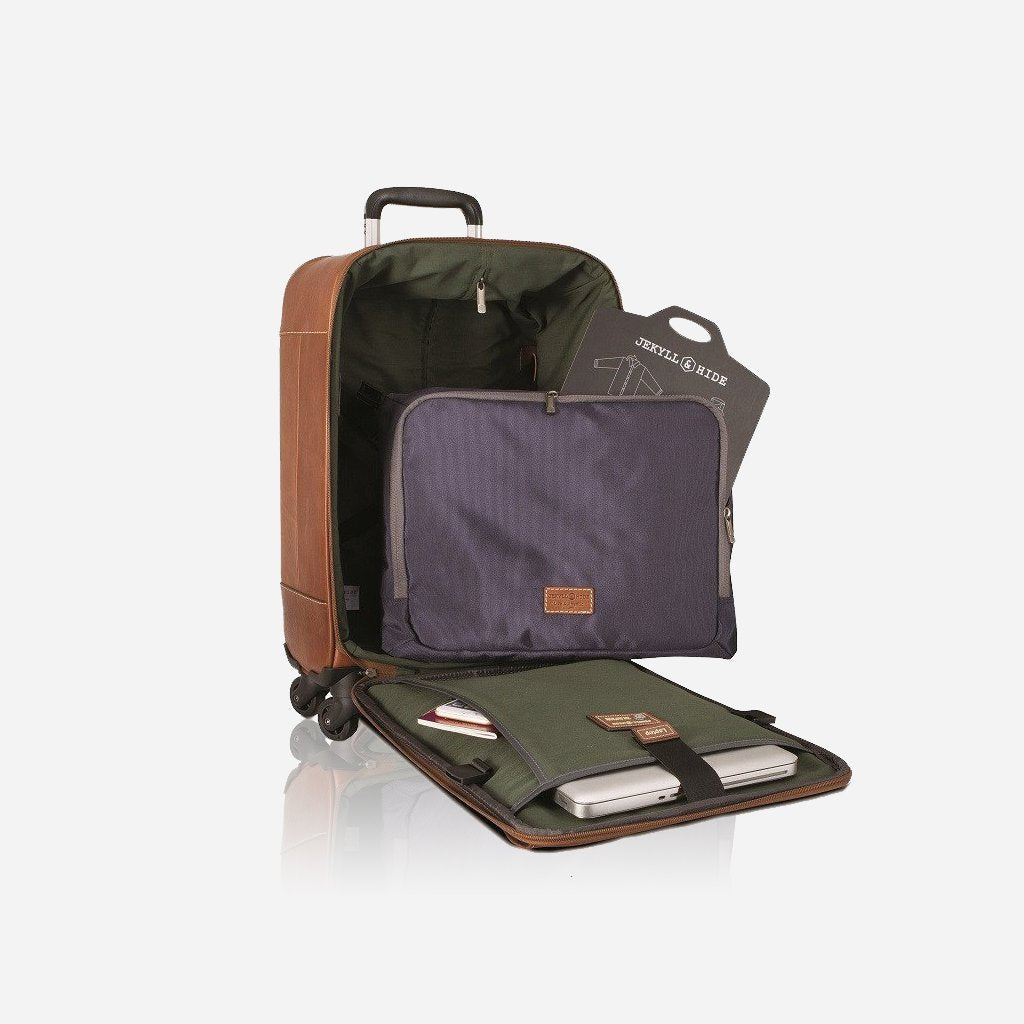 Montana 4 Wheel Cabin Trolley 47cm in Colt color, showcasing its sleek design and organizational features.