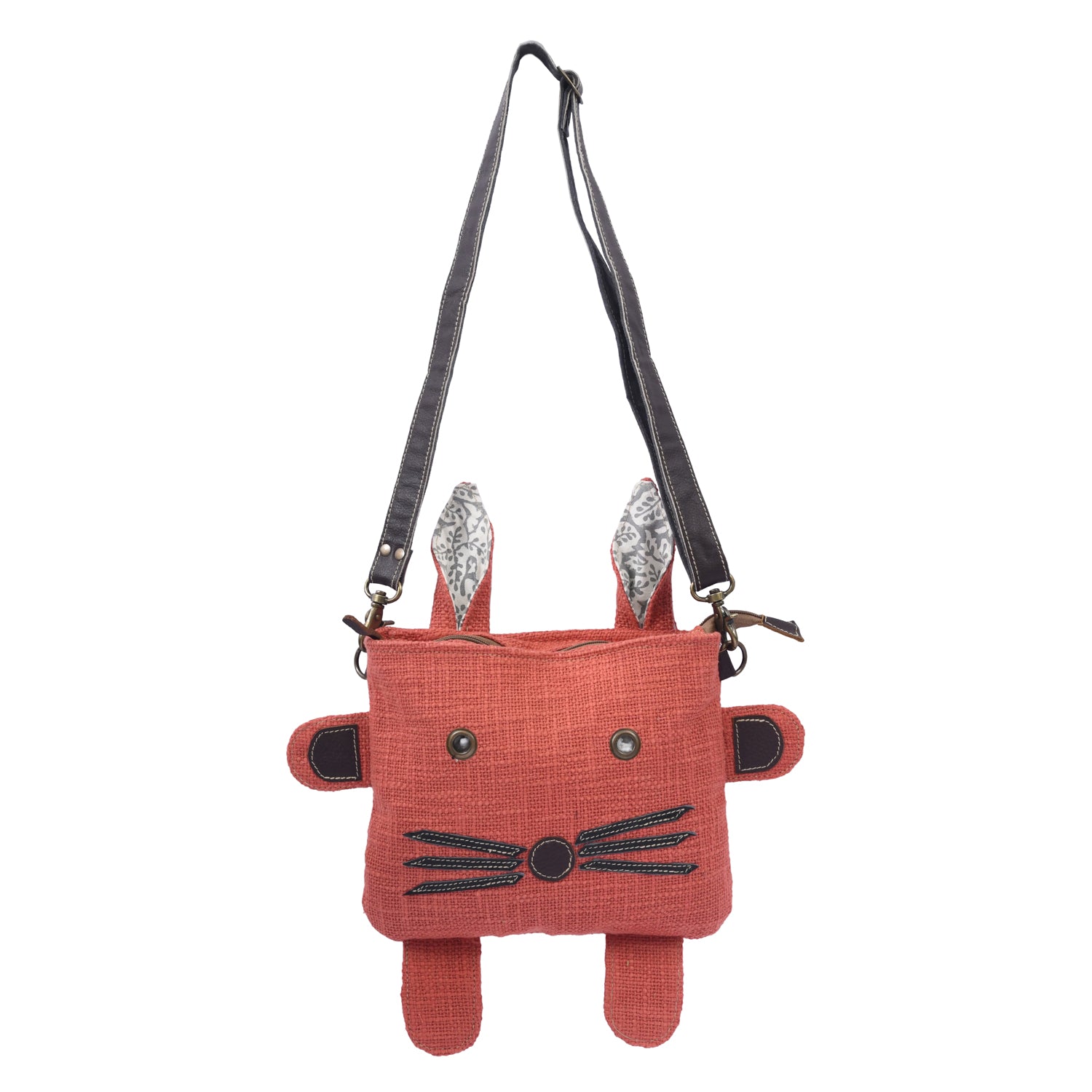 Mosi Crossbody bag made of cotton fabric, leather, and canvas, featuring a stylish design suitable for kids.