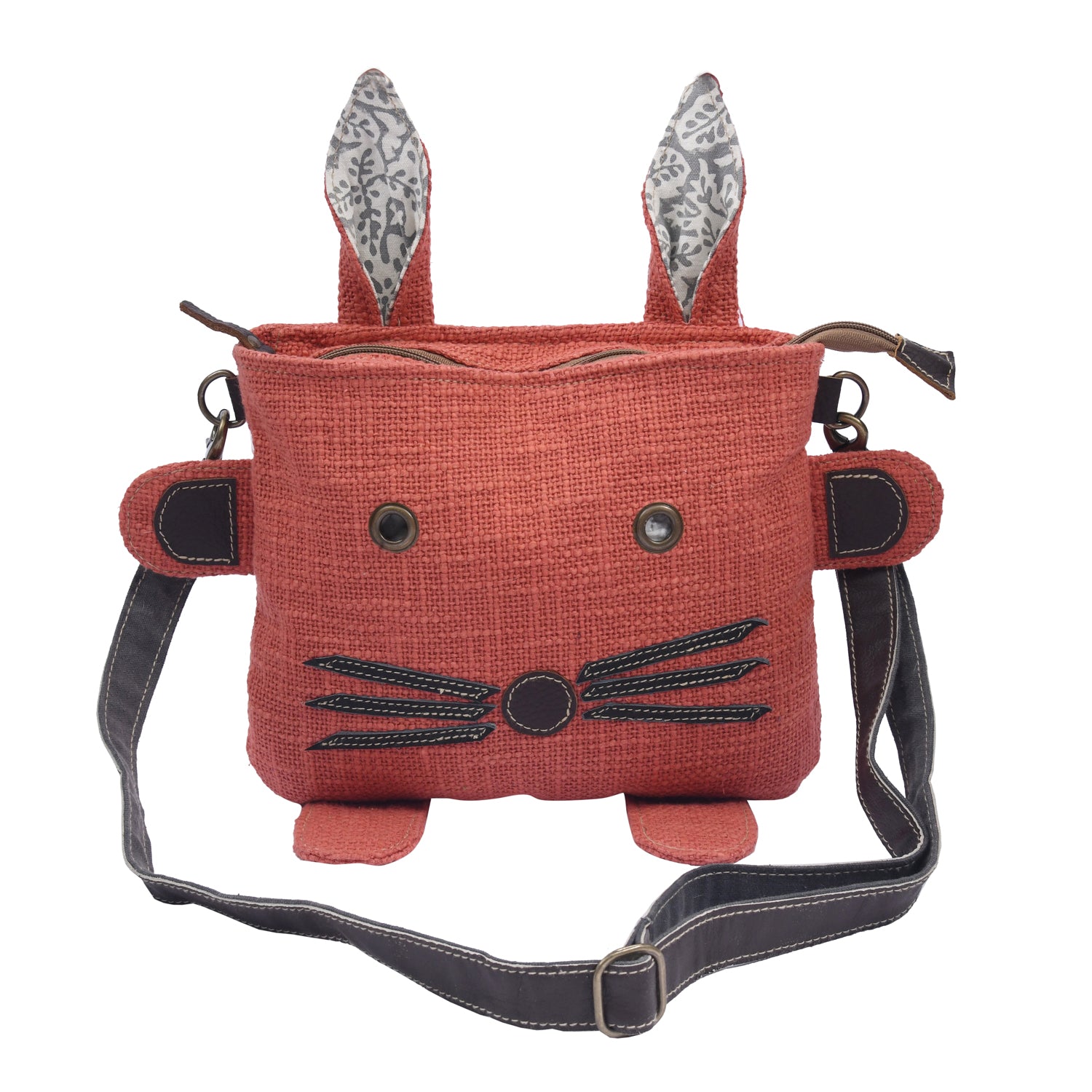 Mosi Crossbody bag made of cotton fabric, leather, and canvas, featuring a stylish design suitable for kids.