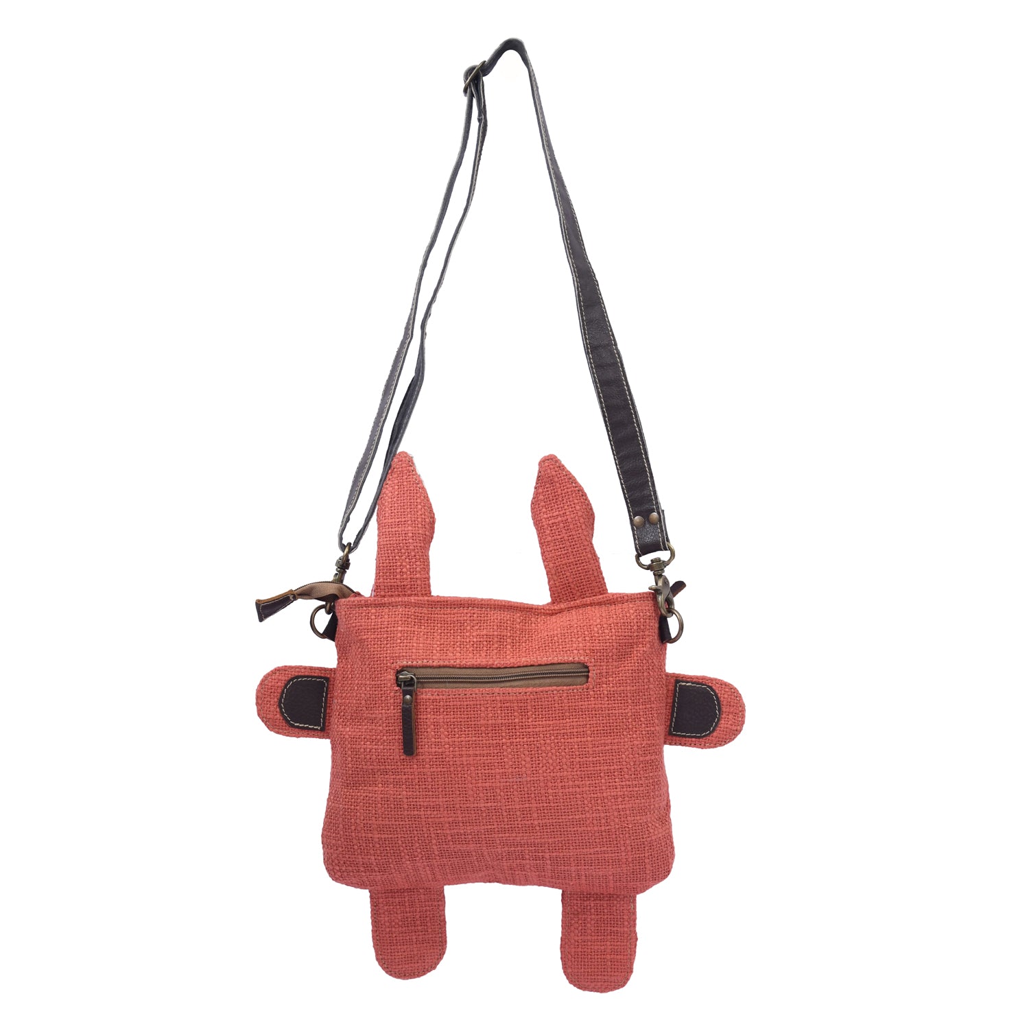 Mosi Crossbody bag made of cotton fabric, leather, and canvas, featuring a stylish design suitable for kids.