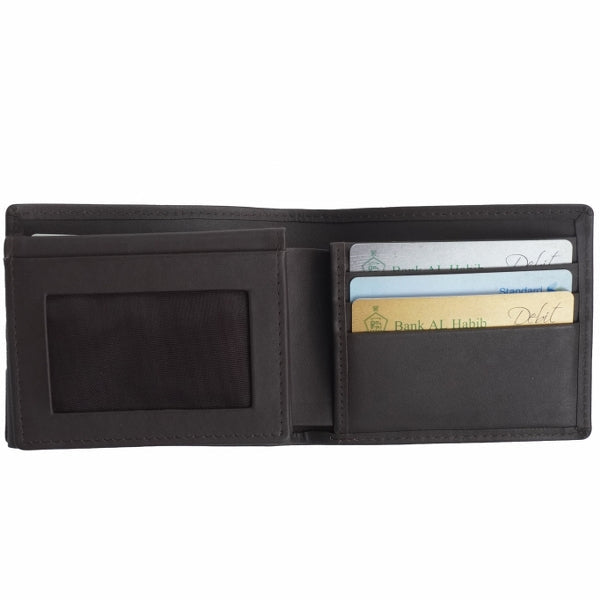 Multi Fold Natural Cow Hide Leather Mens Wallet showcasing its elegant design and multiple compartments for cards and cash.