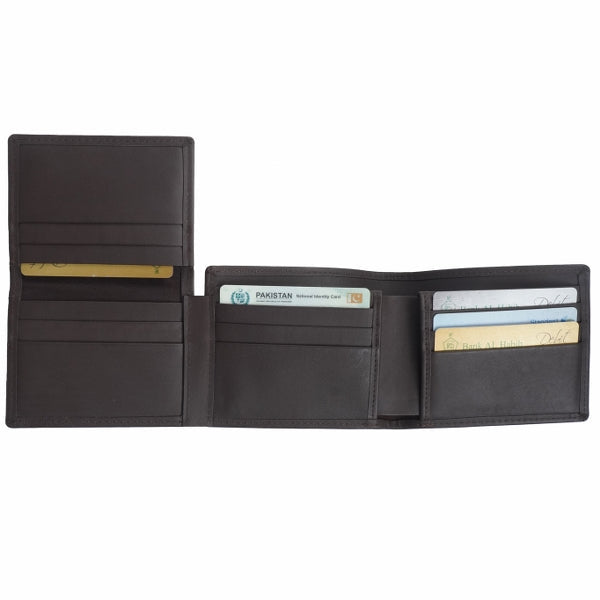 Multi Fold Natural Cow Hide Leather Mens Wallet showcasing its elegant design and multiple compartments for cards and cash.