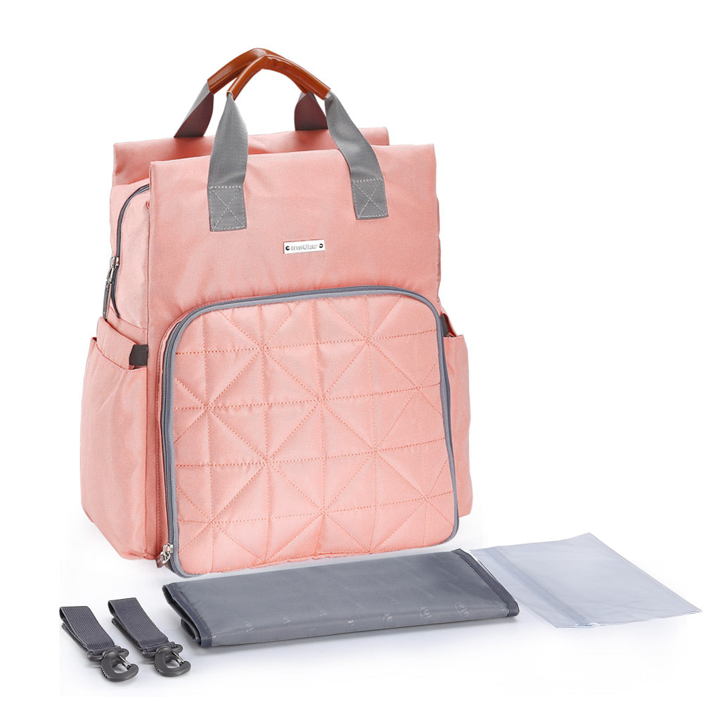 Multifunctional large-capacity waterproof bag for mommy, featuring double shoulder straps and a stylish casual design.