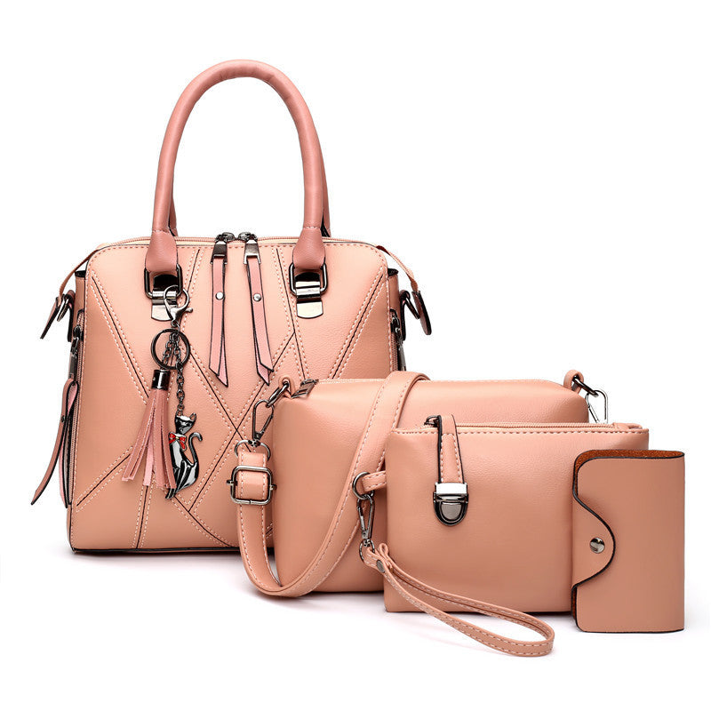 A stylish set of four women's bags in various sizes, showcasing elegant design and high-quality fabric, perfect for all occasions.