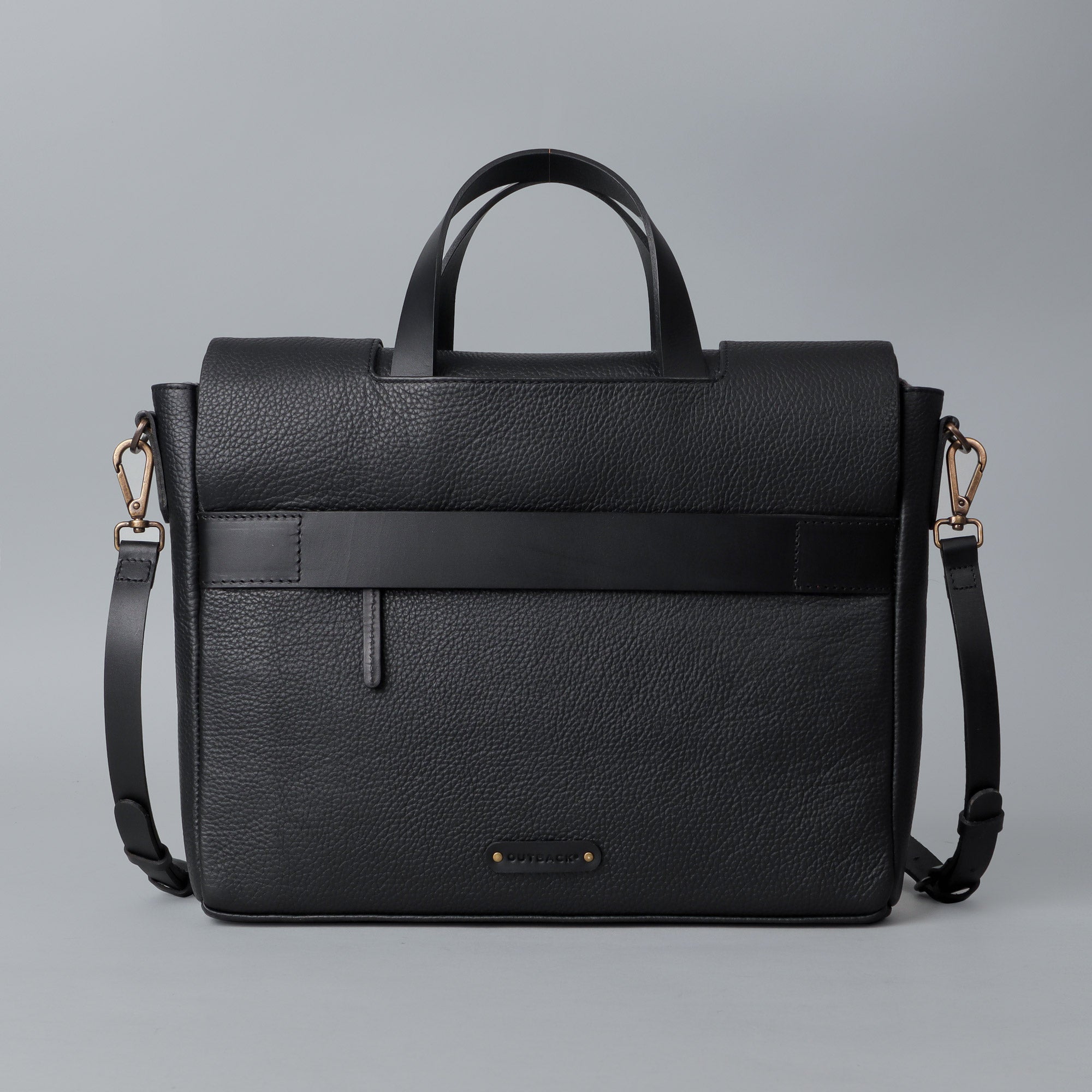 Muse Leather Briefcase made from premium full grain leather, featuring a separate laptop compartment, zipper pocket, and magnetic closure.