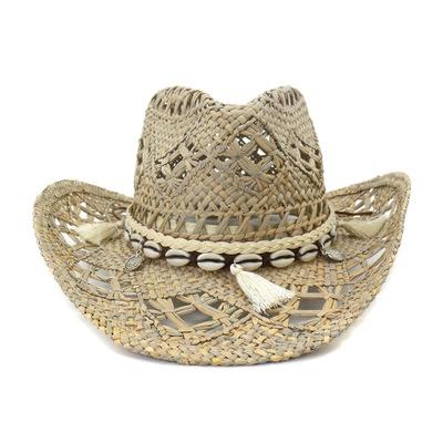 Natural Raffia Handmade Cowboy Hat, showcasing its stylish design and breathable straw material, perfect for casual wear.