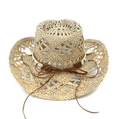 Natural Raffia Handmade Cowboy Hat, showcasing its stylish design and breathable straw material, perfect for casual wear.