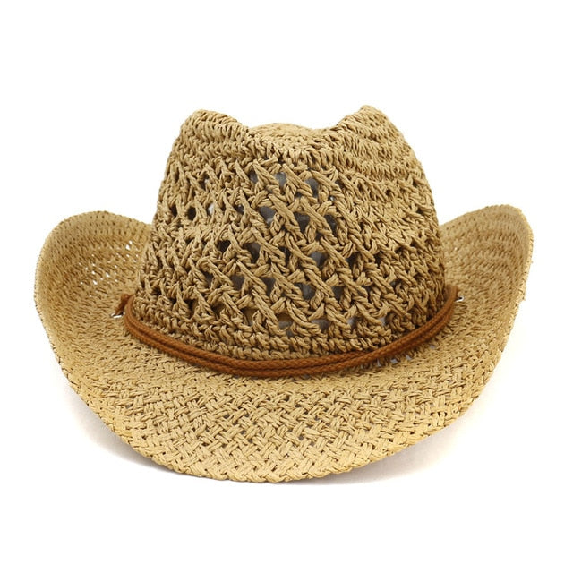 Natural Straw Cowboy Hat in a casual style, suitable for unisex wear, made from high-quality straw material.