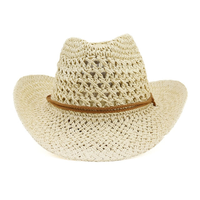 Natural Straw Cowboy Hat in a casual style, suitable for unisex wear, made from high-quality straw material.