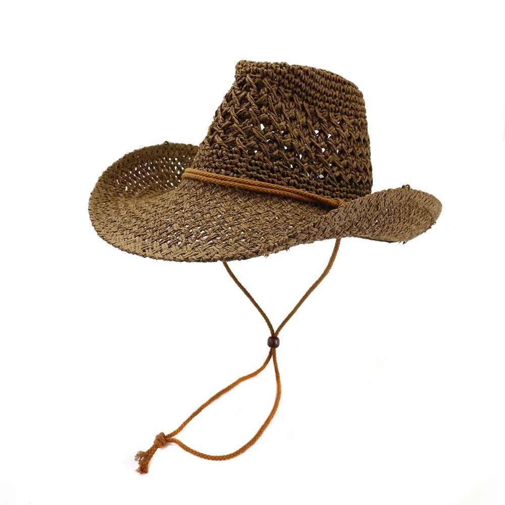 Natural Straw Cowboy Hat in a casual style, suitable for unisex wear, made from high-quality straw material.