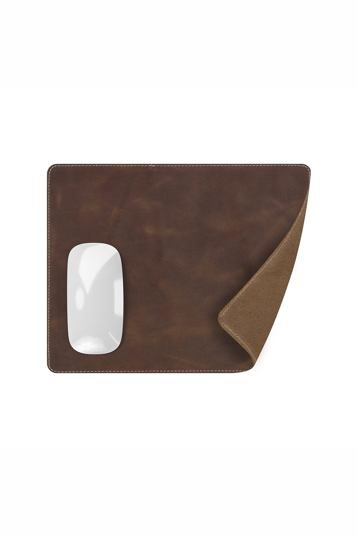 Navada Genuine Leather Luxury Mouse Pad with a smooth surface and suede bottom, elegantly designed for a stylish workspace.