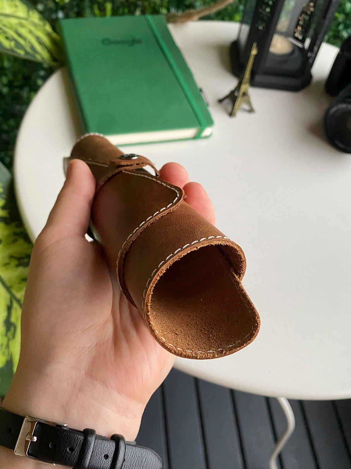 Navada Genuine Leather Luxury Mouse Pad with a smooth surface and suede bottom, elegantly designed for a stylish workspace.