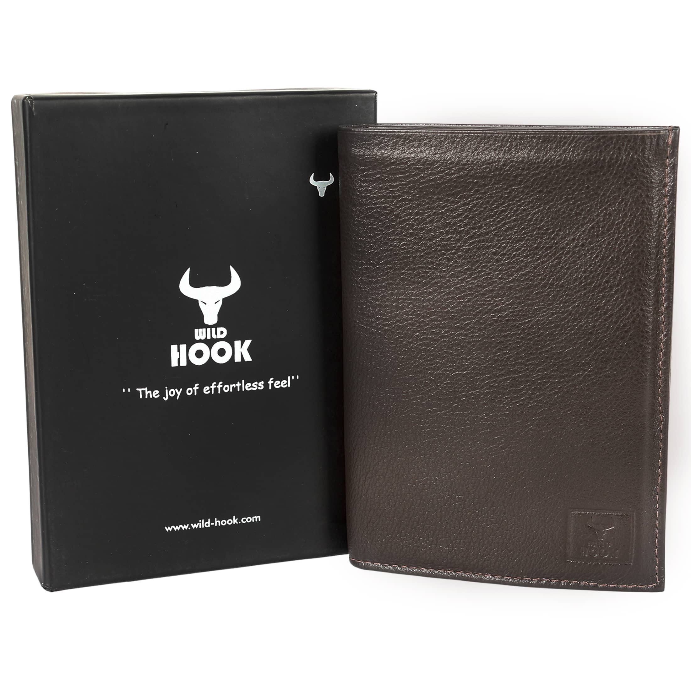 Notebook Men's Wallet in black and brown genuine leather with multiple compartments and RFID protection.