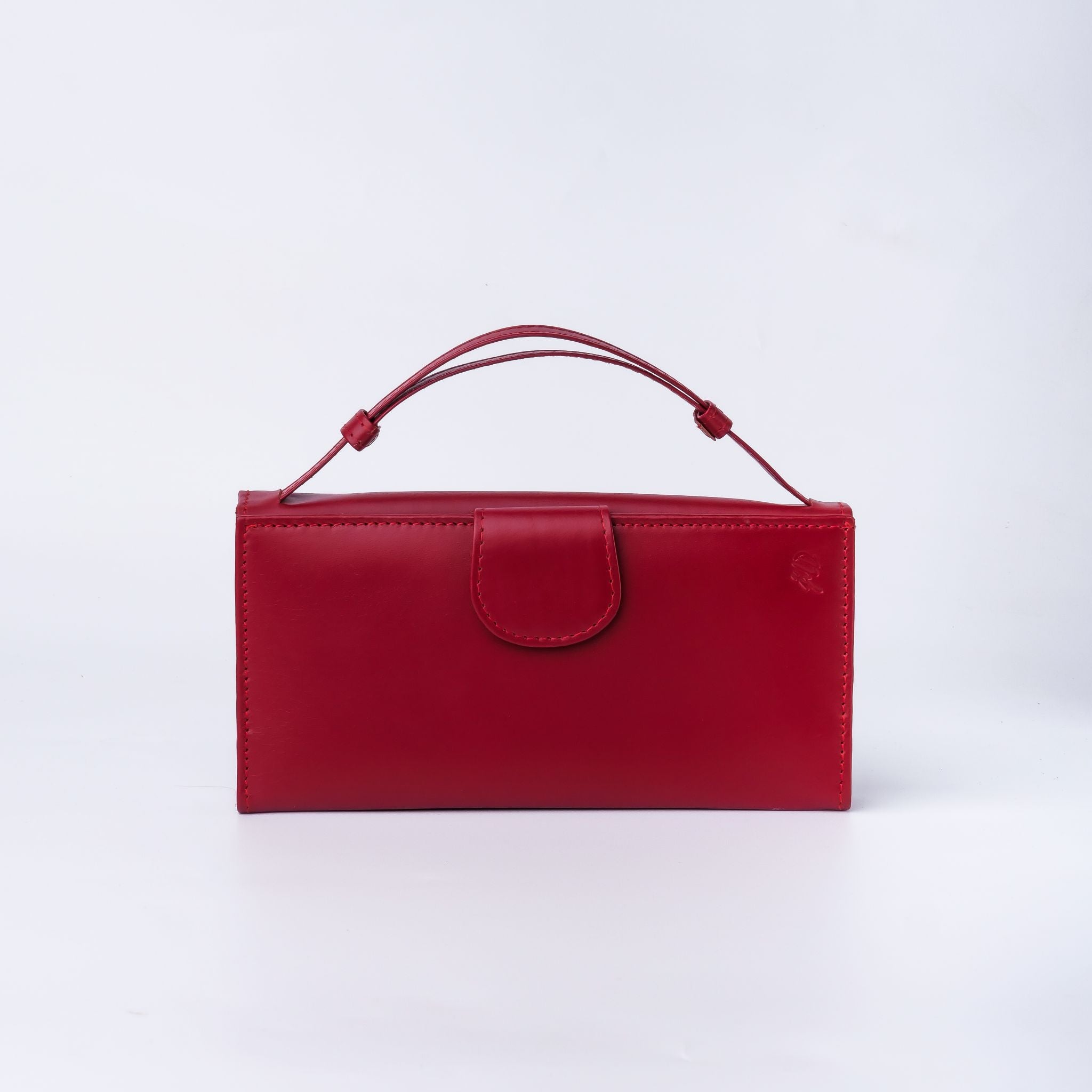 Nova-Womens Handle Leather Clutch Wallet in Red, featuring adjustable handle strap and secure magnetic and zipper closures.