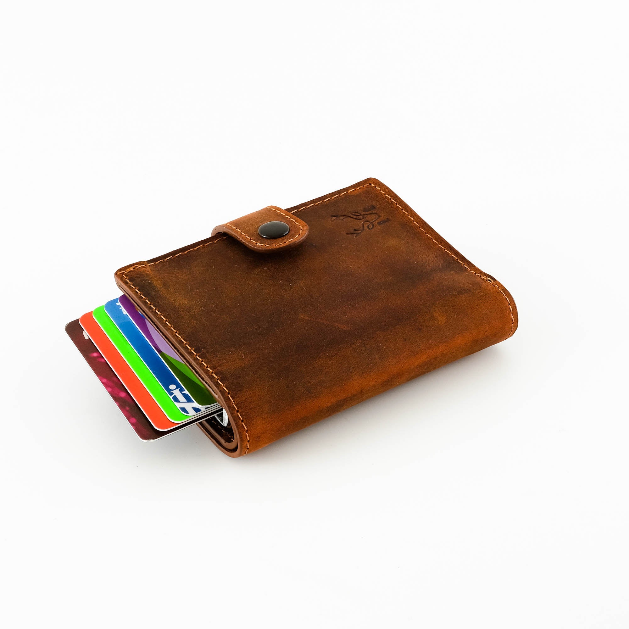 Orlando Genuine Leather Pop-Up RFID Premium Cardholder in various colors with zipper feature and aluminum mechanism.