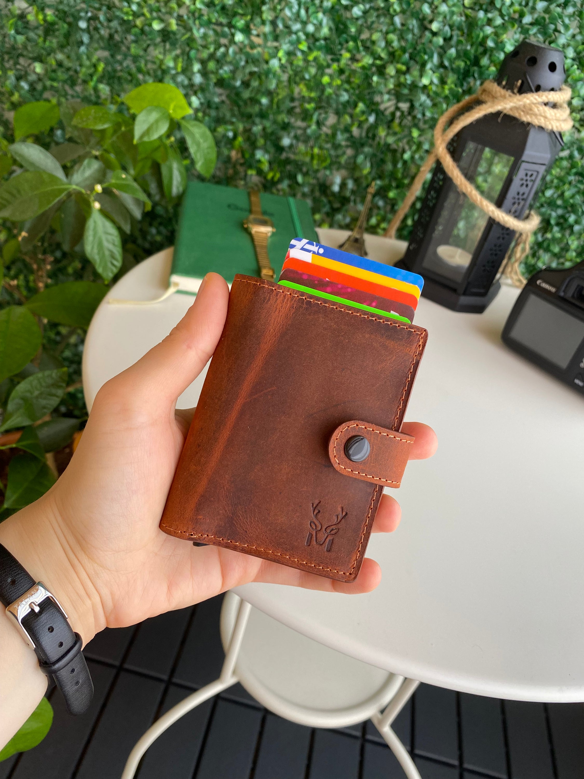 Orlando Genuine Leather Pop-Up RFID Premium Cardholder in various colors with zipper feature and aluminum mechanism.