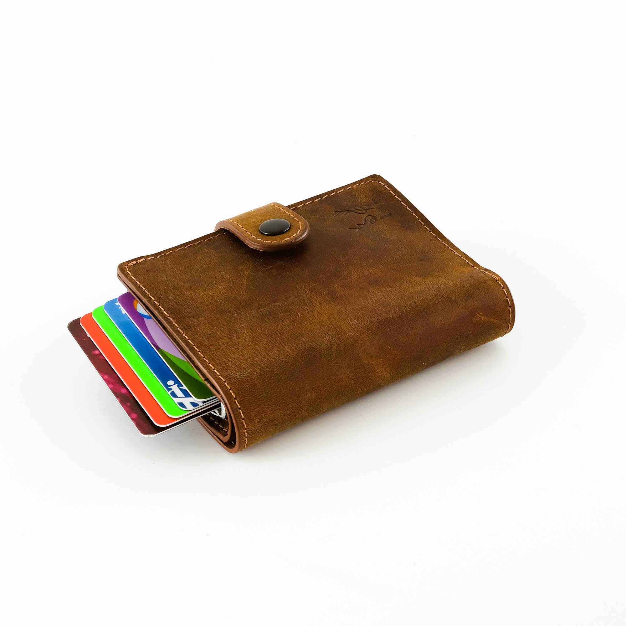 Orlando Genuine Leather Pop-Up RFID Premium Cardholder in various colors with zipper feature and aluminum mechanism.