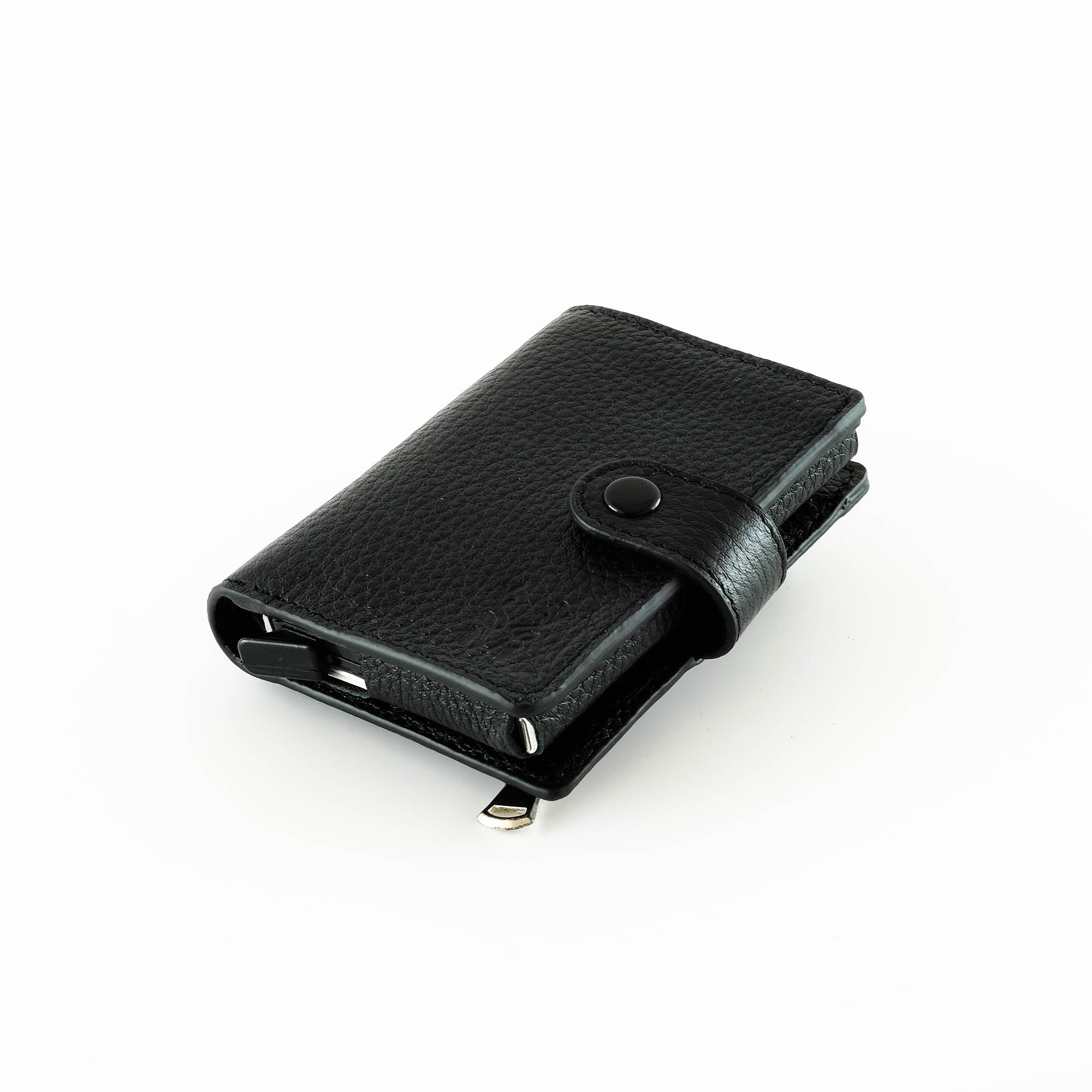 Orlando Genuine Leather Pop-Up RFID Premium Cardholder in various colors with zipper feature and aluminum mechanism.