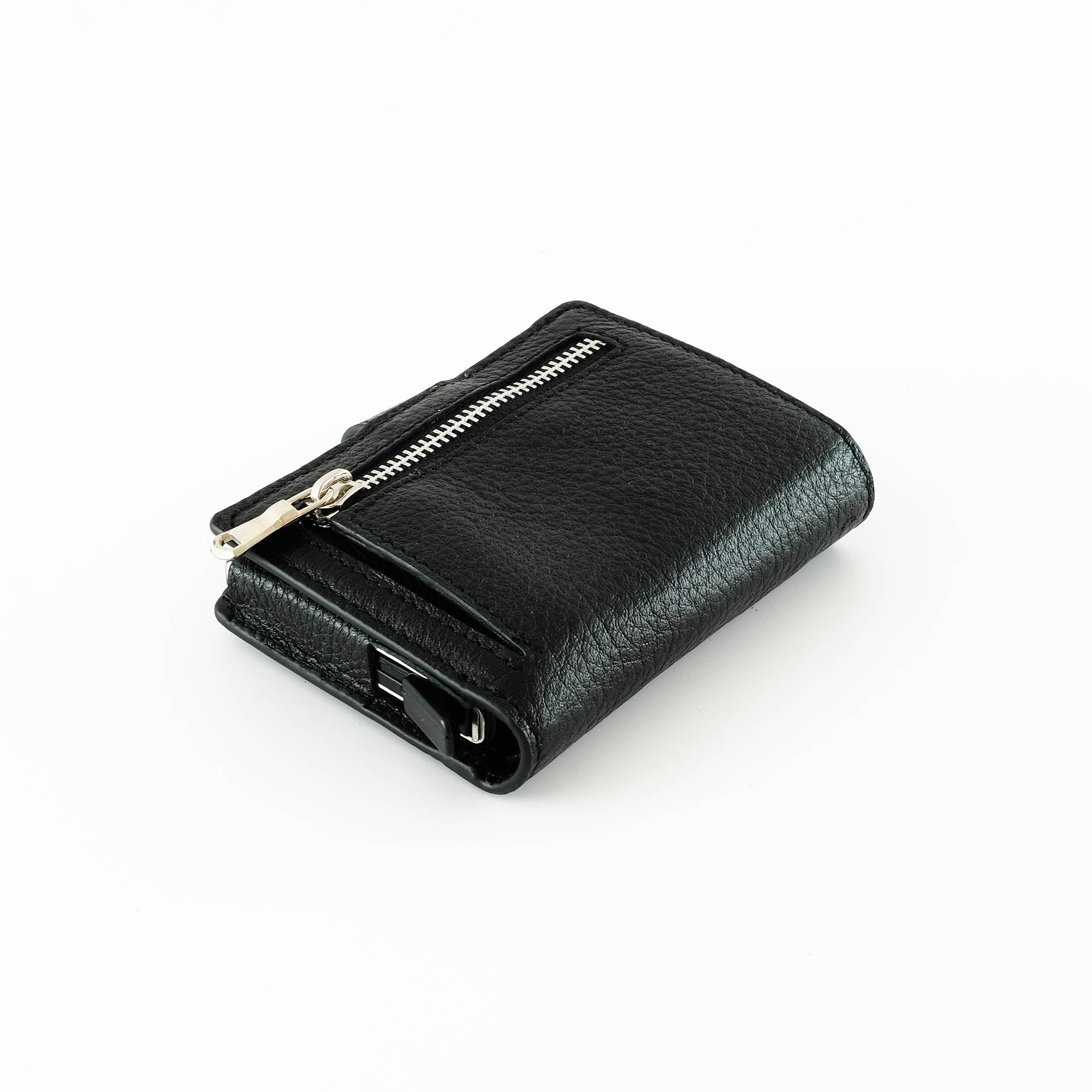 Orlando Genuine Leather Pop-Up RFID Premium Cardholder in various colors with zipper feature and aluminum mechanism.