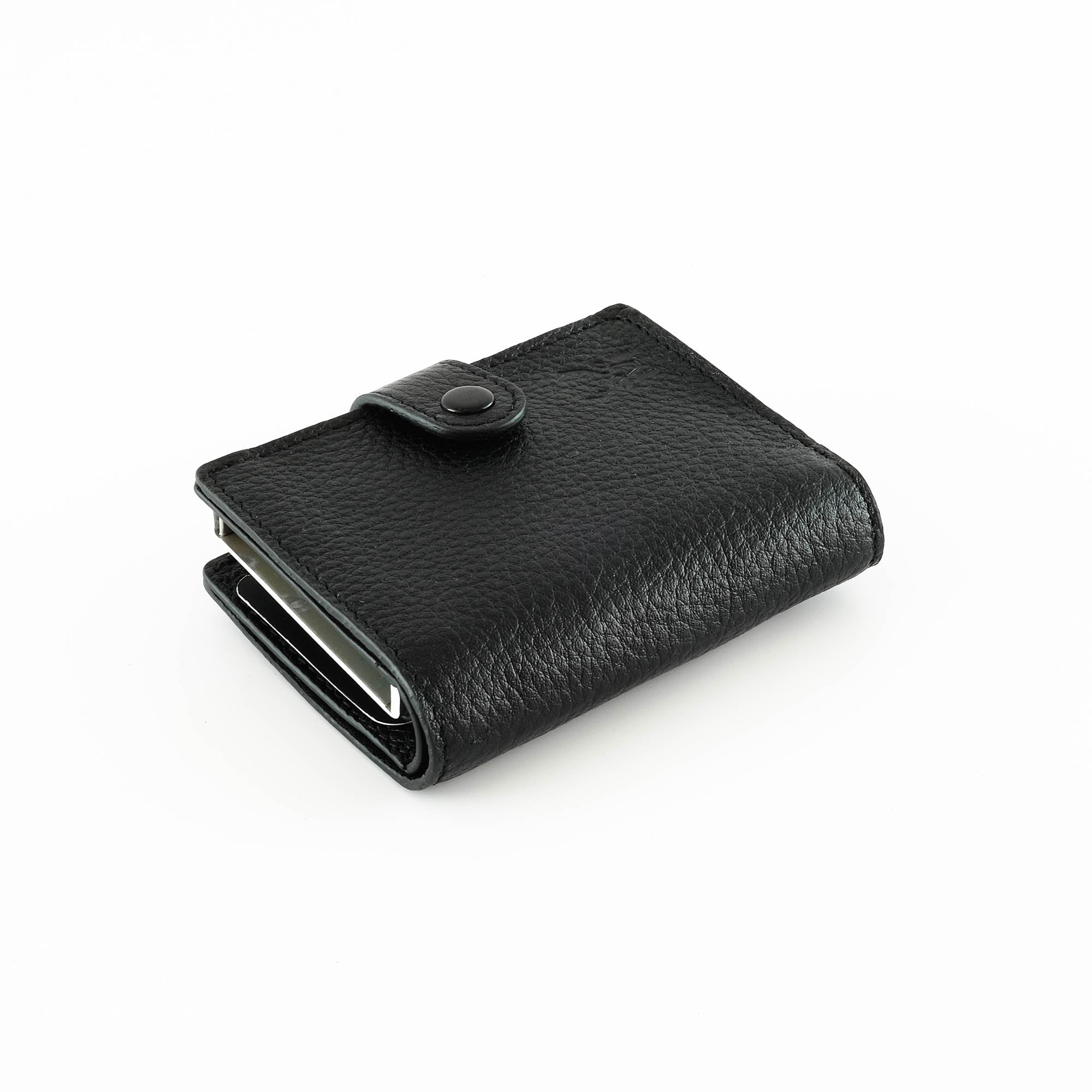 Orlando Genuine Leather Pop-Up RFID Premium Cardholder in various colors with zipper feature and aluminum mechanism.