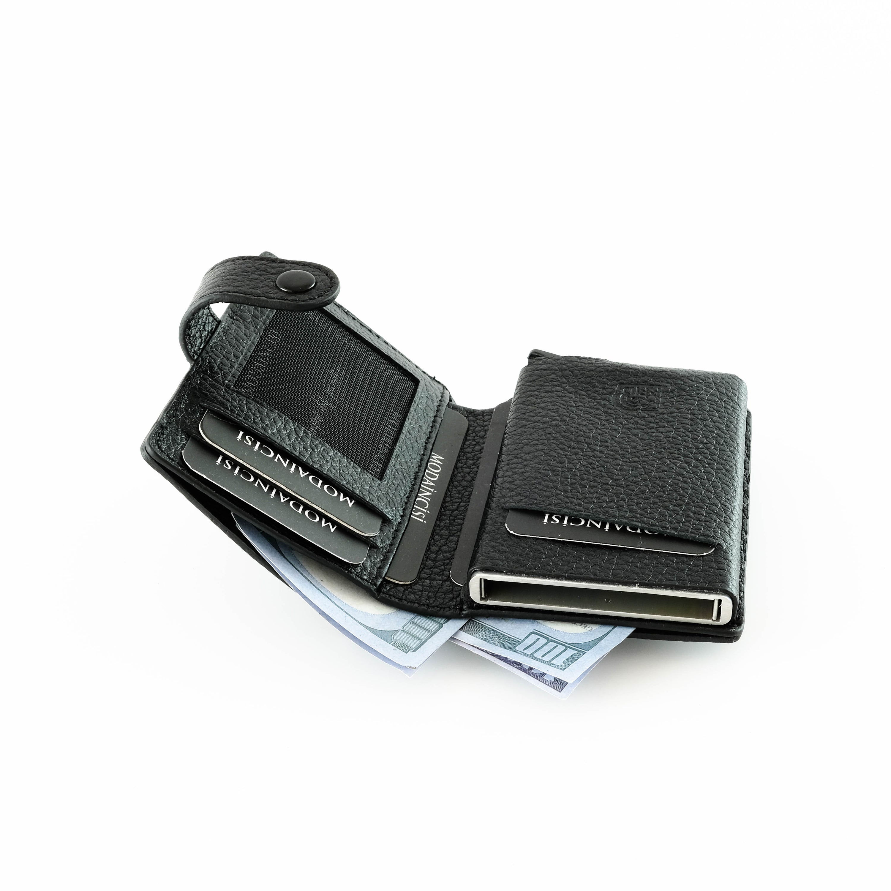 Orlando Genuine Leather Pop-Up RFID Premium Cardholder in various colors with zipper feature and aluminum mechanism.