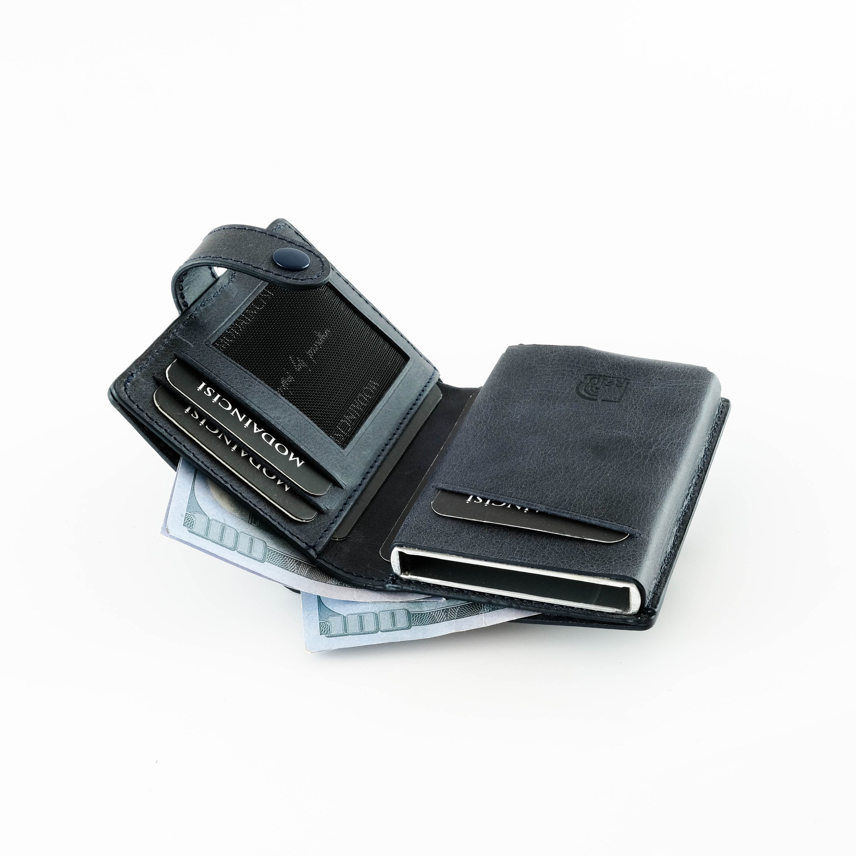 Orlando Genuine Leather Pop-Up RFID Premium Cardholder in various colors with zipper feature and aluminum mechanism.