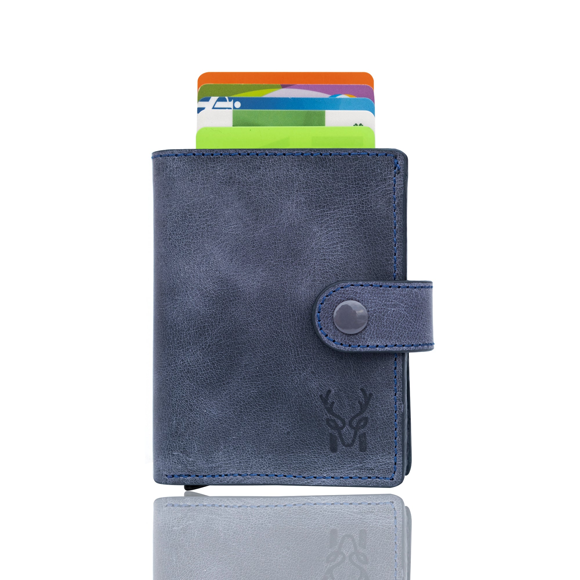 Orlando Genuine Leather Pop-Up RFID Premium Cardholder in various colors with zipper feature and aluminum mechanism.