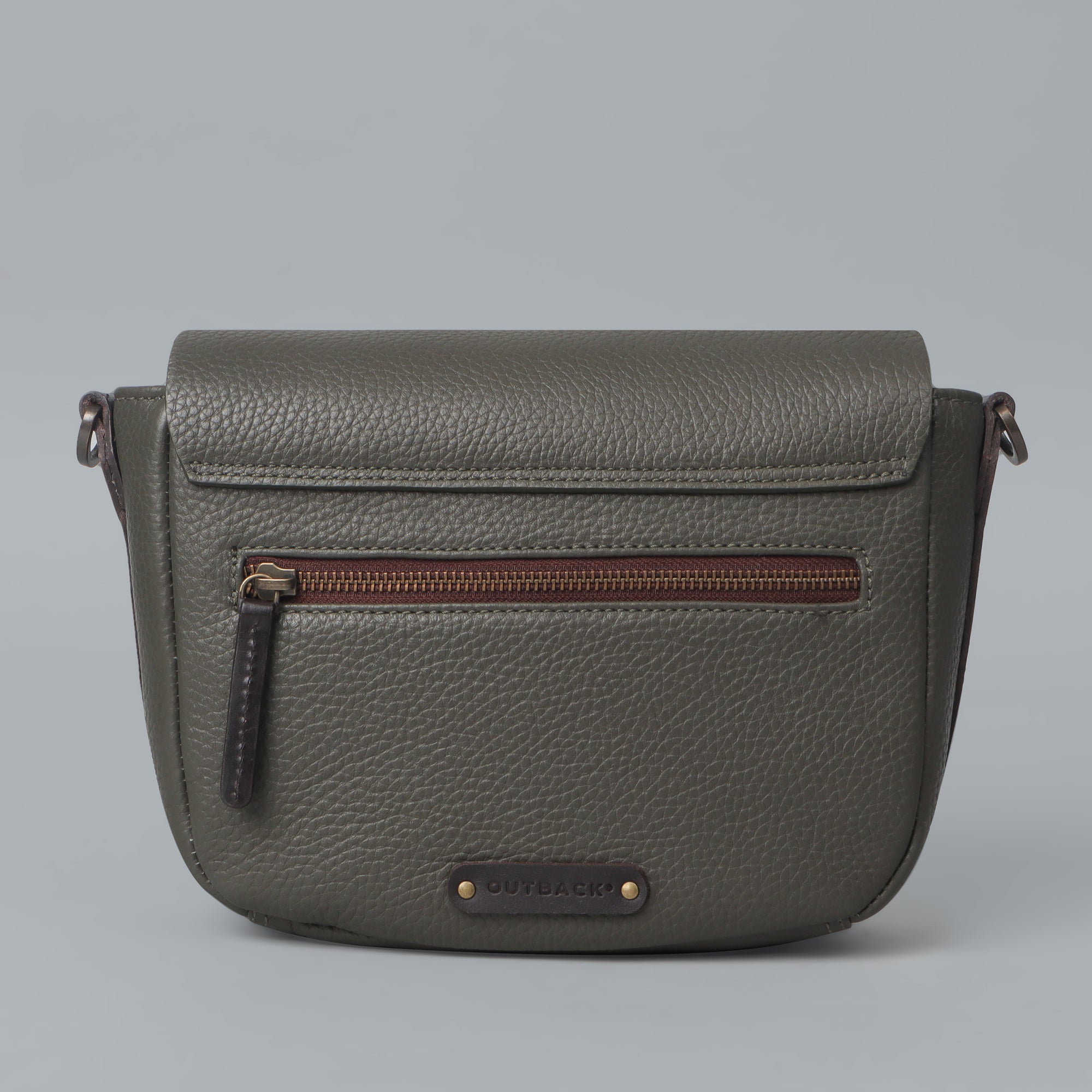 Oslo Crossbody Bag made from premium leather with multiple compartments and antique brass hardware, showcasing its elegant design.