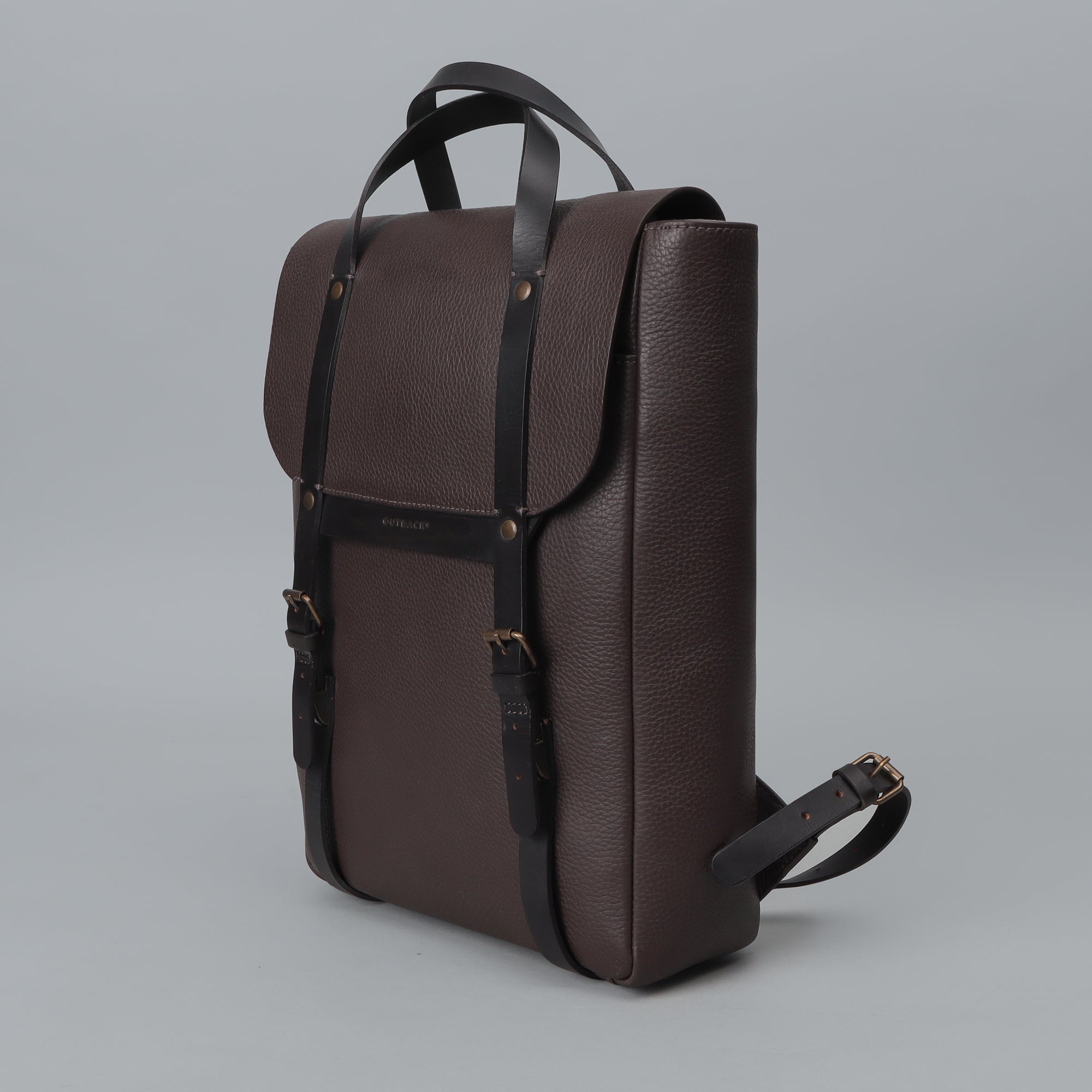 Oslo Leather Backpack made from premium full grain leather, featuring multiple pockets and adjustable straps, perfect for daily use and travel.