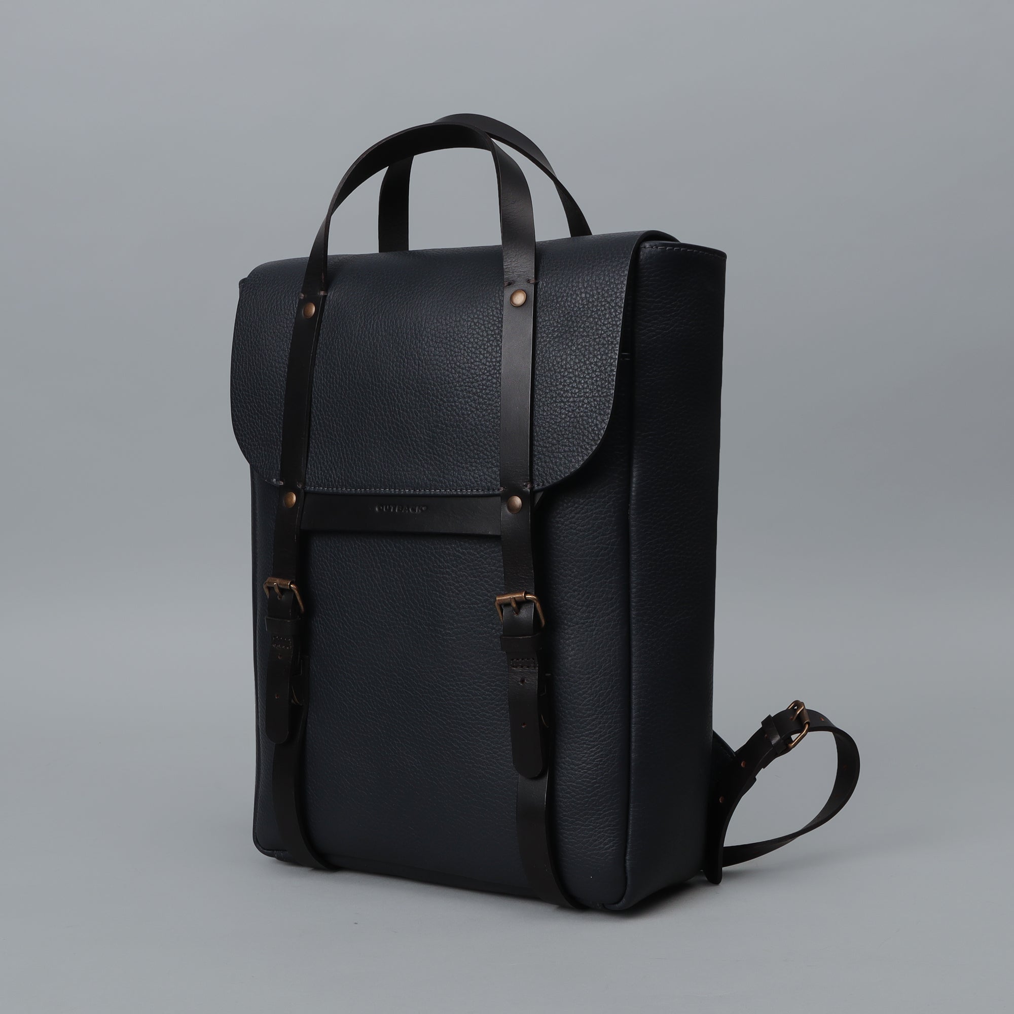 Oslo Leather Backpack made from premium full grain leather, featuring multiple pockets and adjustable straps, ideal for daily use.