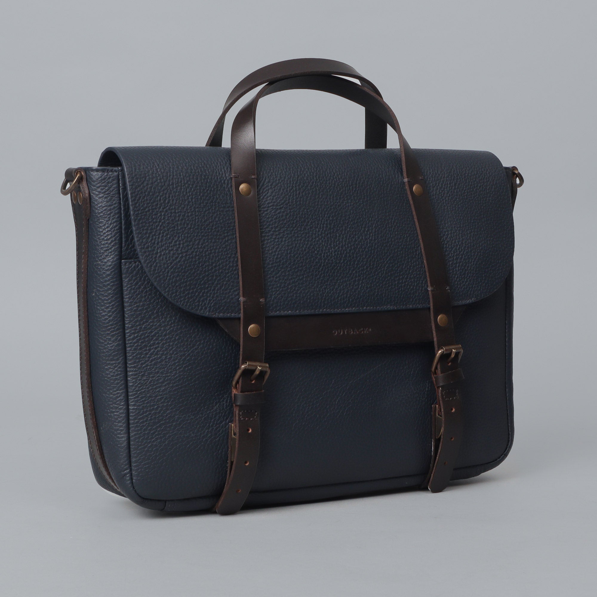 Oslo Leather Briefcase made from premium full grain leather, featuring a separate laptop compartment and stylish design.