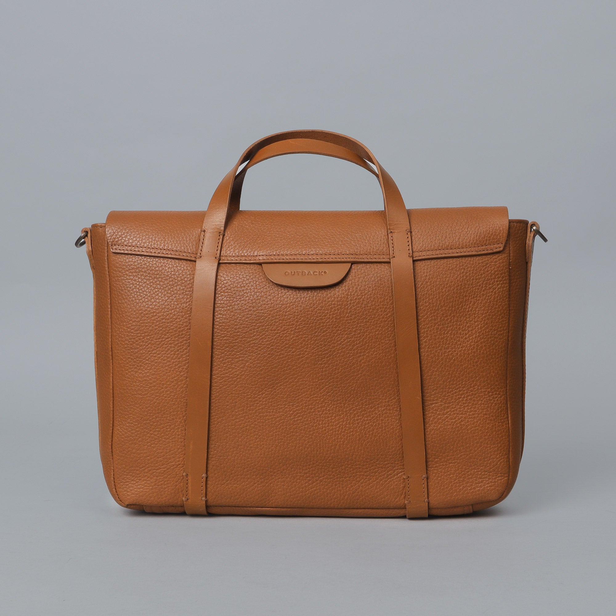 Oslo Leather Briefcase made from premium full grain leather, featuring a separate laptop section, zipper pocket, and magnetic slip pocket.