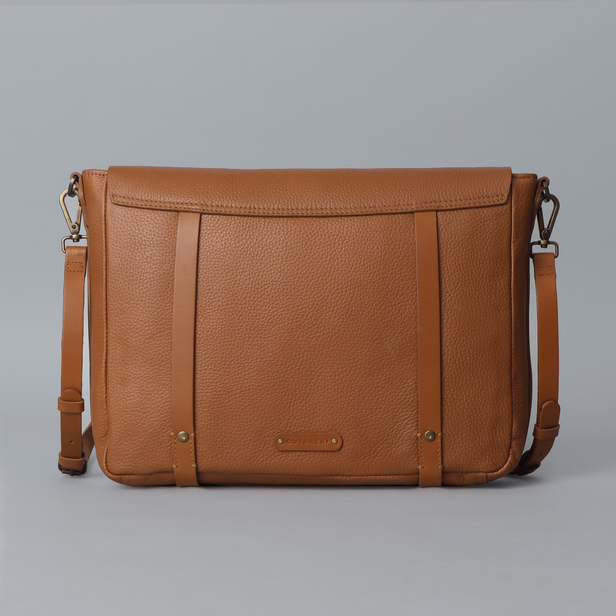 Oslo Leather Messenger Bag made from premium full grain leather, featuring a laptop compartment and stylish design.