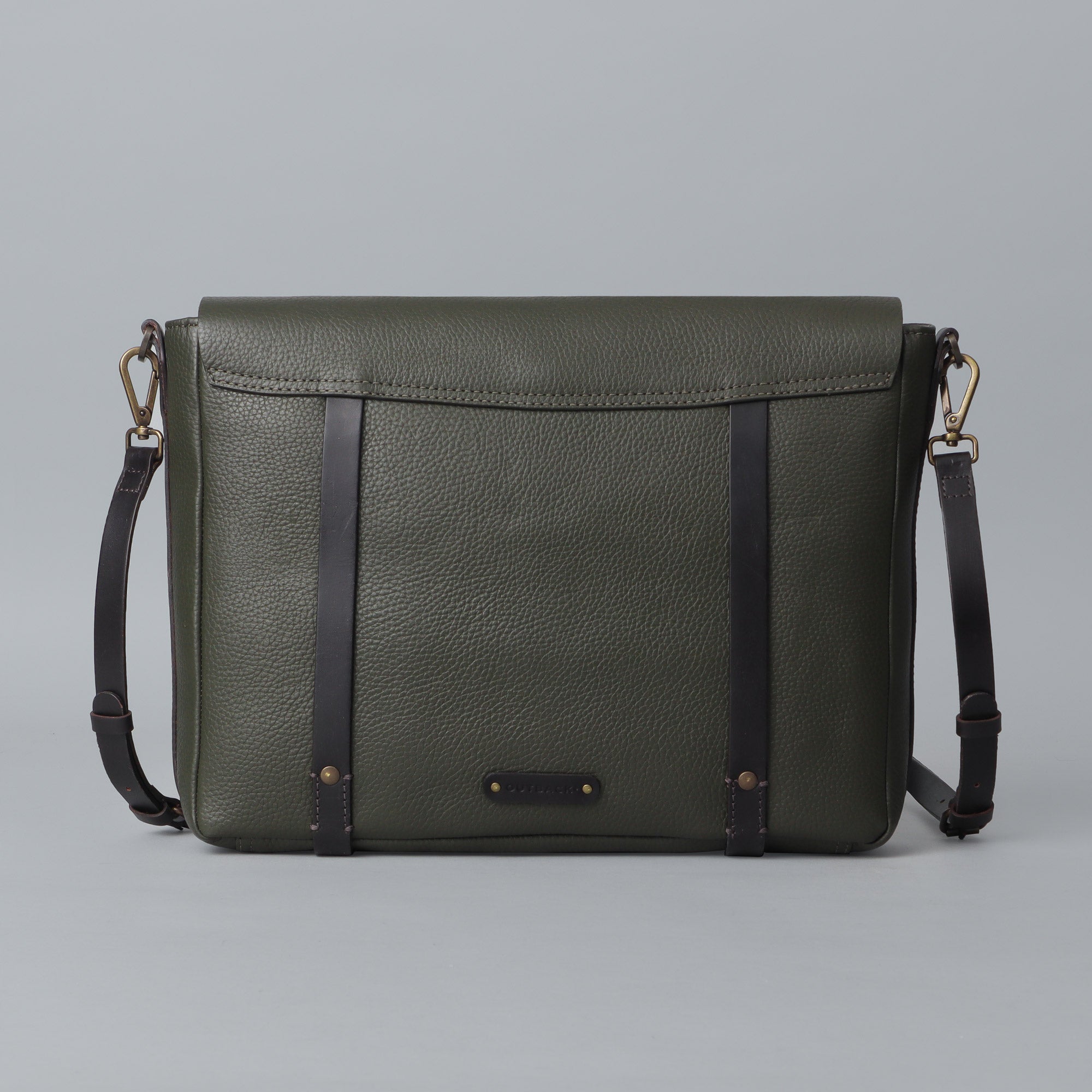 Oslo Leather Messenger Bag made from premium full grain leather, featuring a separate laptop compartment and multiple pockets for organization.