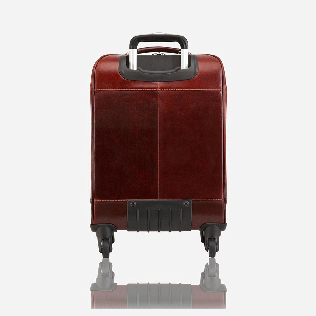 Oxford 4 Wheel Cabin Trolley in tobacco color, showcasing its stylish design and organizational features.