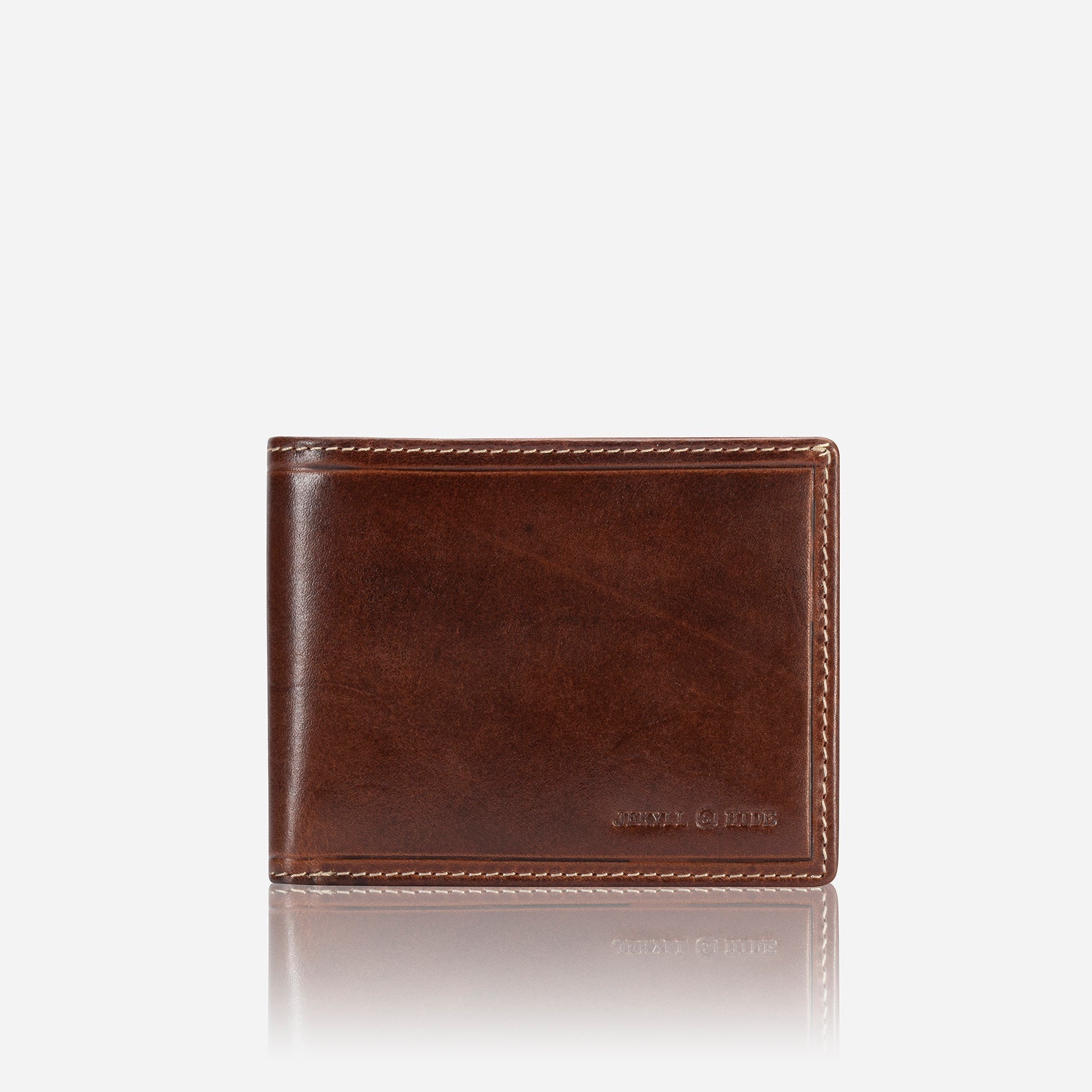 Oxford Bi-fold card holder in Coffee color, showcasing its compact design and card slots.